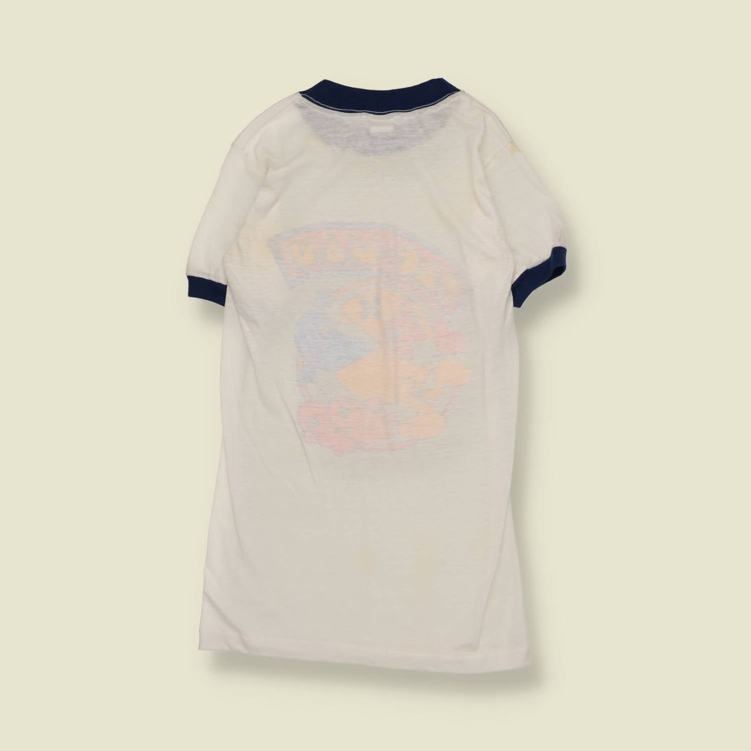 1981 | Pac-Man | Wiz Kids | Graphic Ringer T-Shirt | White / Navy – XXXXS