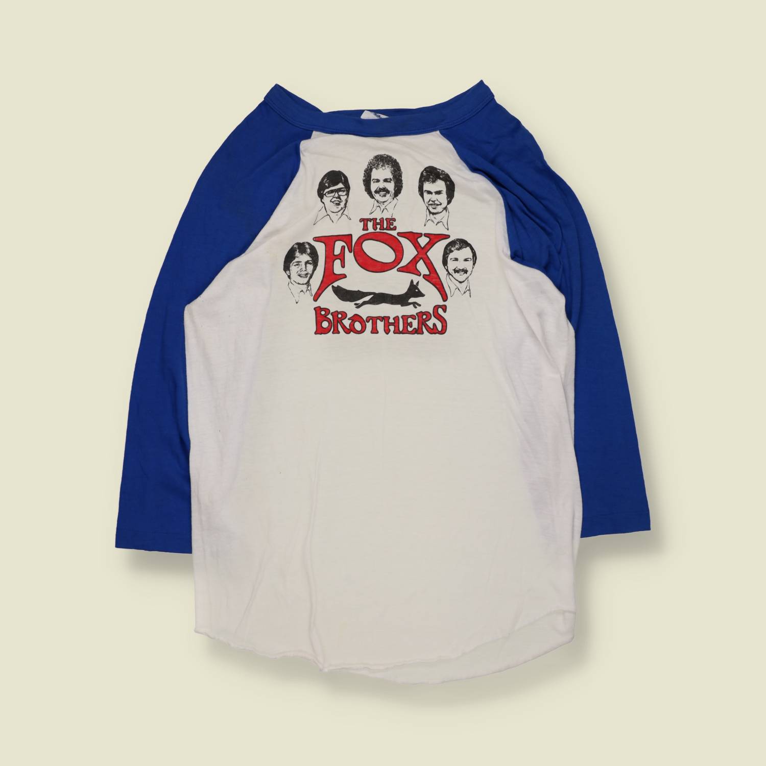 1970s–1980s | Fox Brothers | Raglan Graphic T-Shirt | White / Blue – M