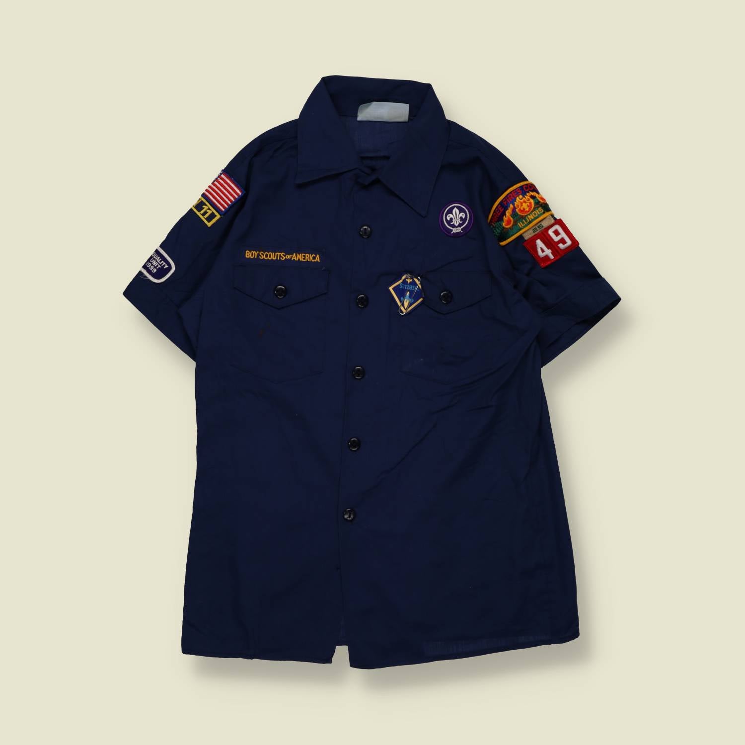 1990s | Boy Scouts Of America | Short Sleeve Uniform Shirt | Navy – XS