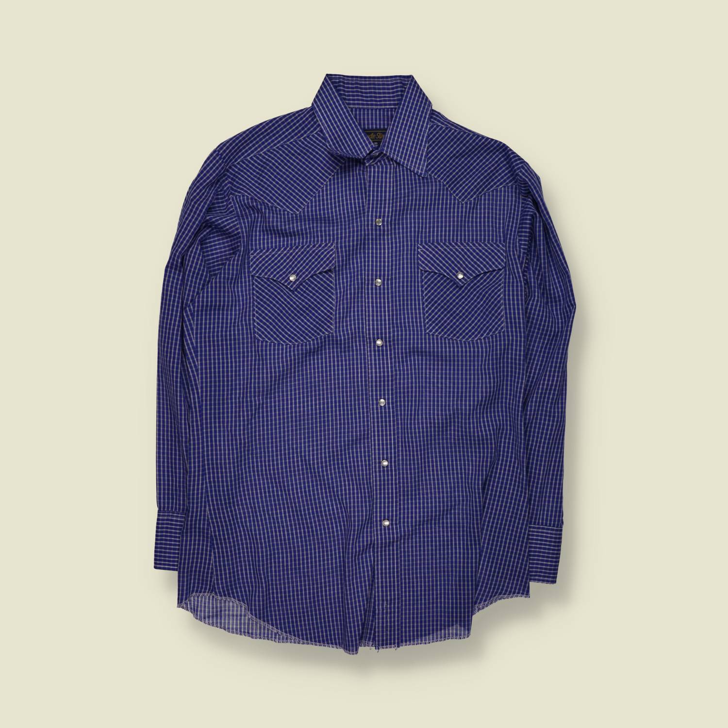 1970s | Panhandle Slim | Western Shirt | Blue Check – M