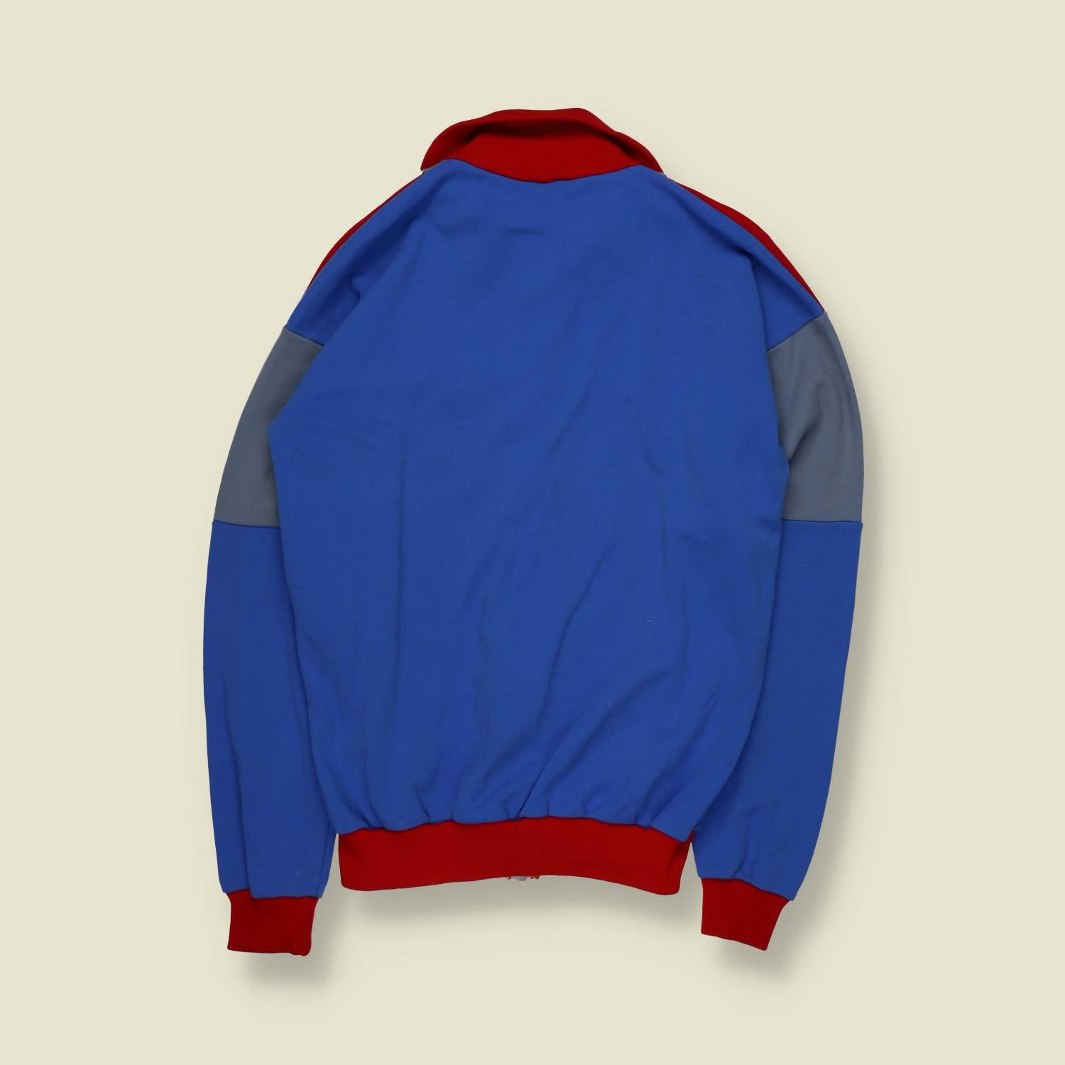 1970s | European | Colour-Block Track Jacket | Red Blue Grey – XXS