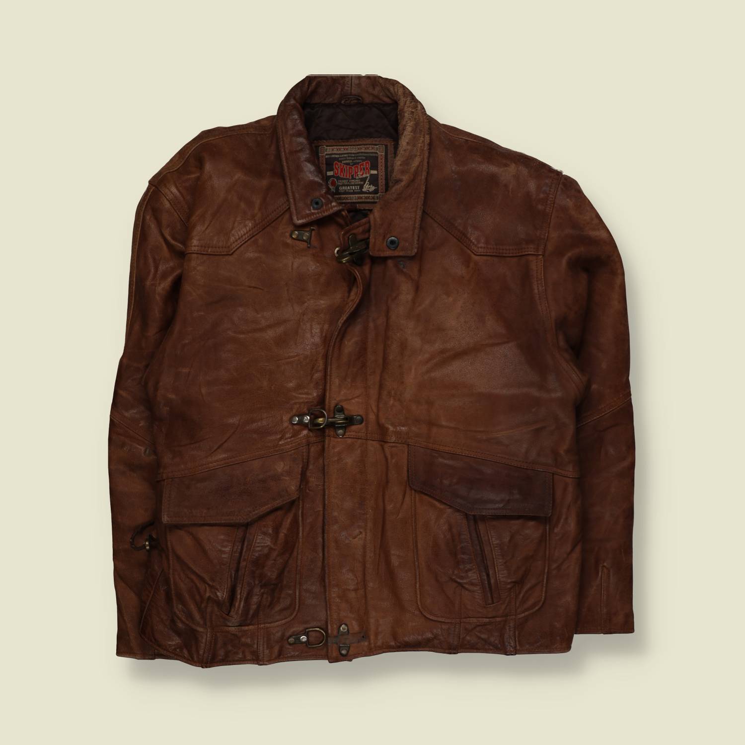 1980s | Skipper | Leather Fireman Clasp Jacket – L
