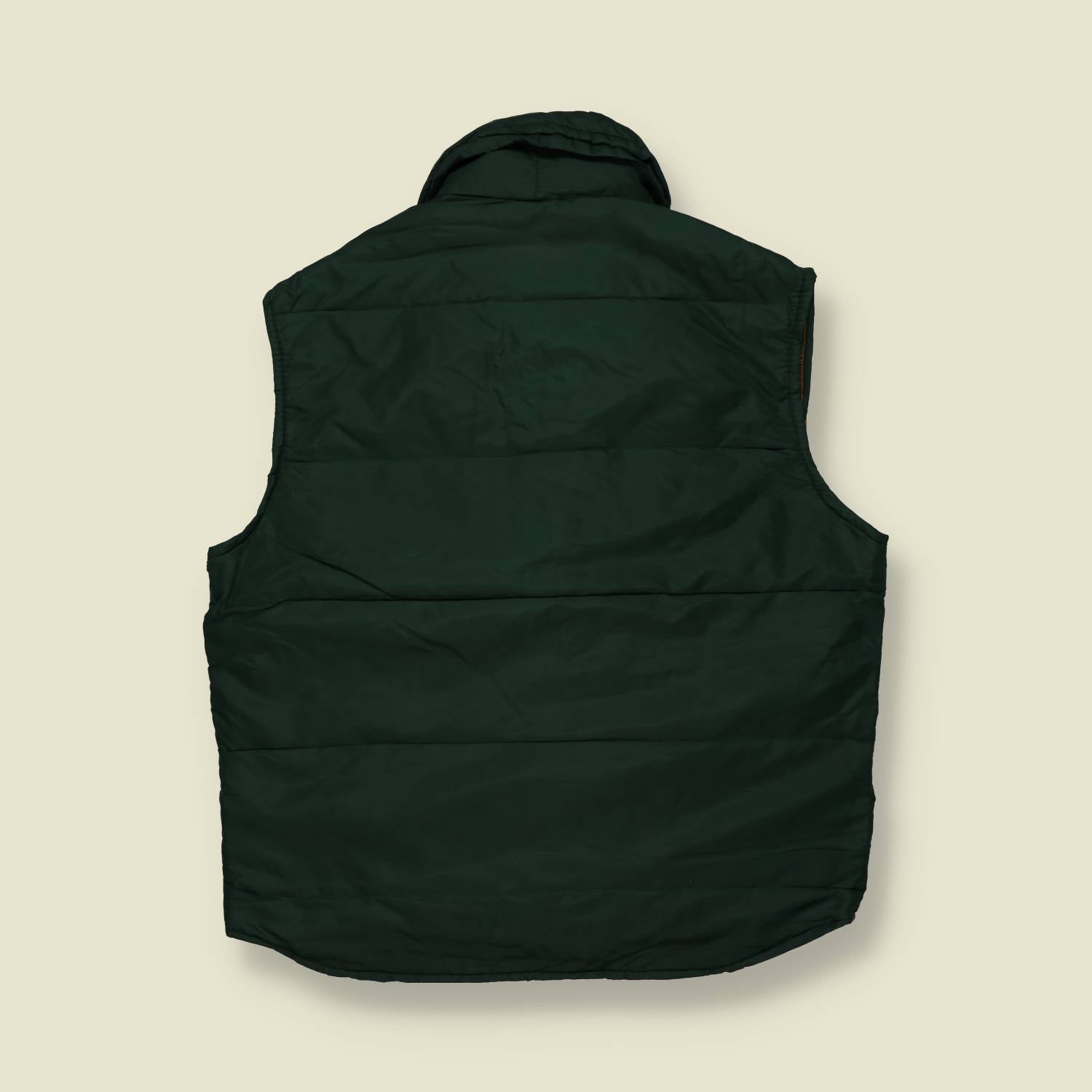 1970s | Quilted Gilet | Green With Contrast Stripe – L