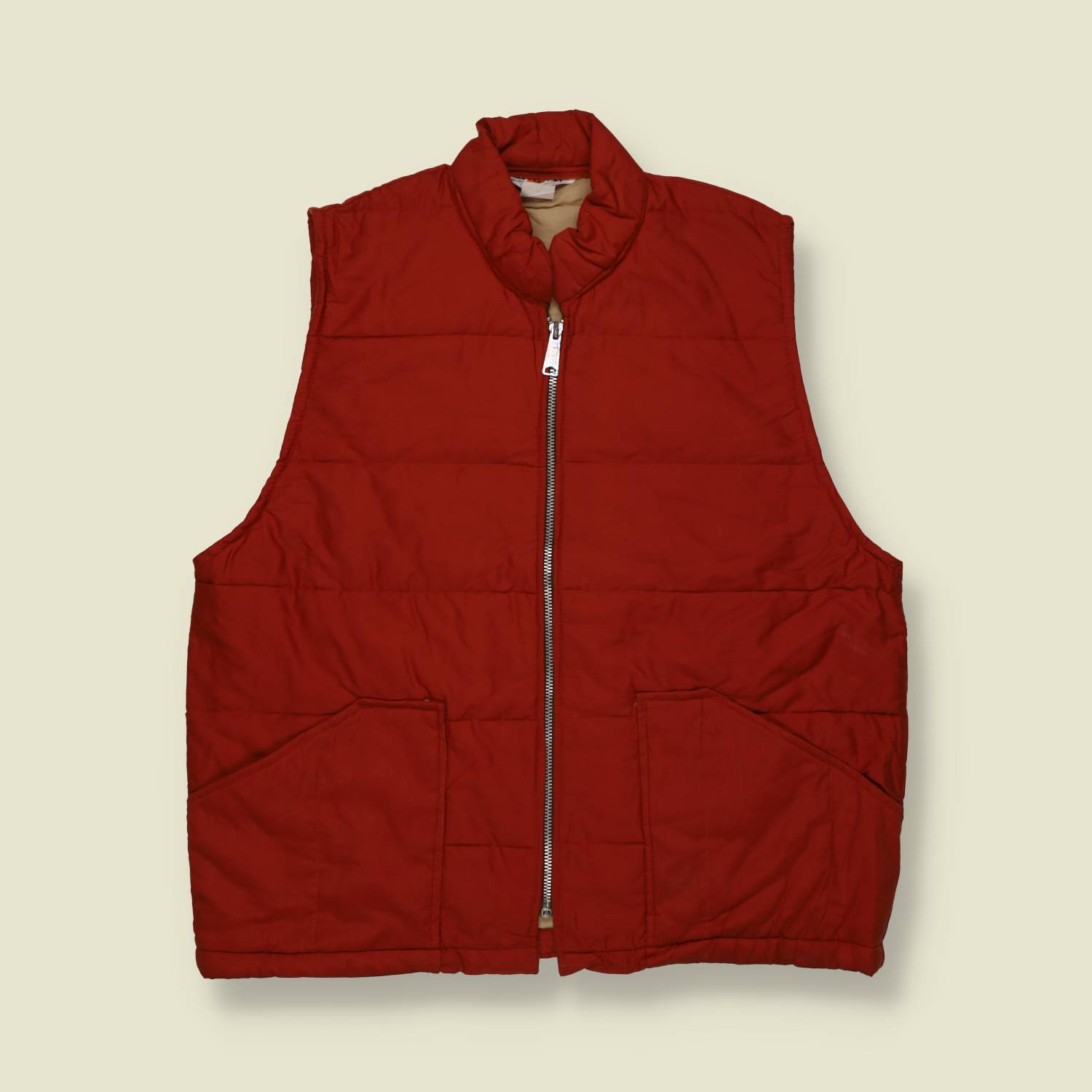 1970s | Tom Lai | Quilted Gilet | Red – L