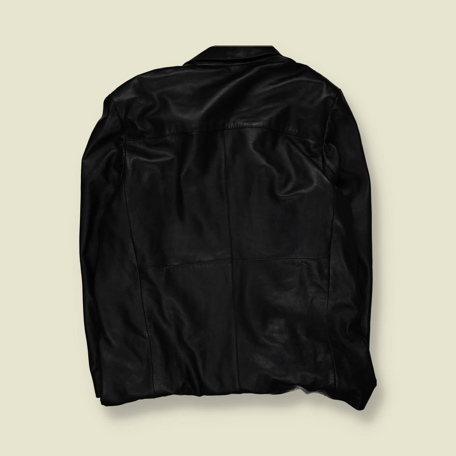 1990s–2000s | Red Black | Leather Car Coat – XXL