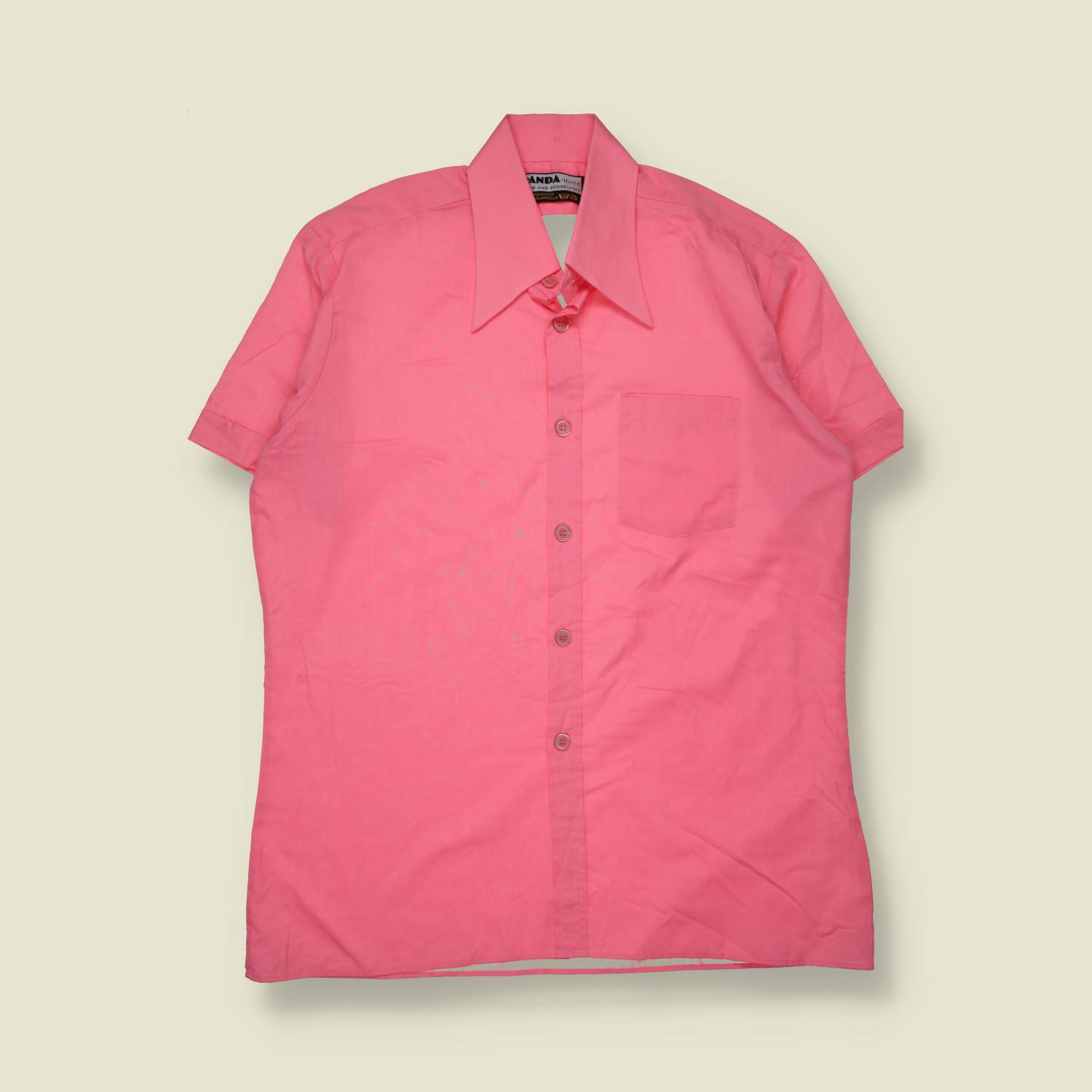 1970s | Panda | Short Sleeve Disco Shirt | Pink - XXL