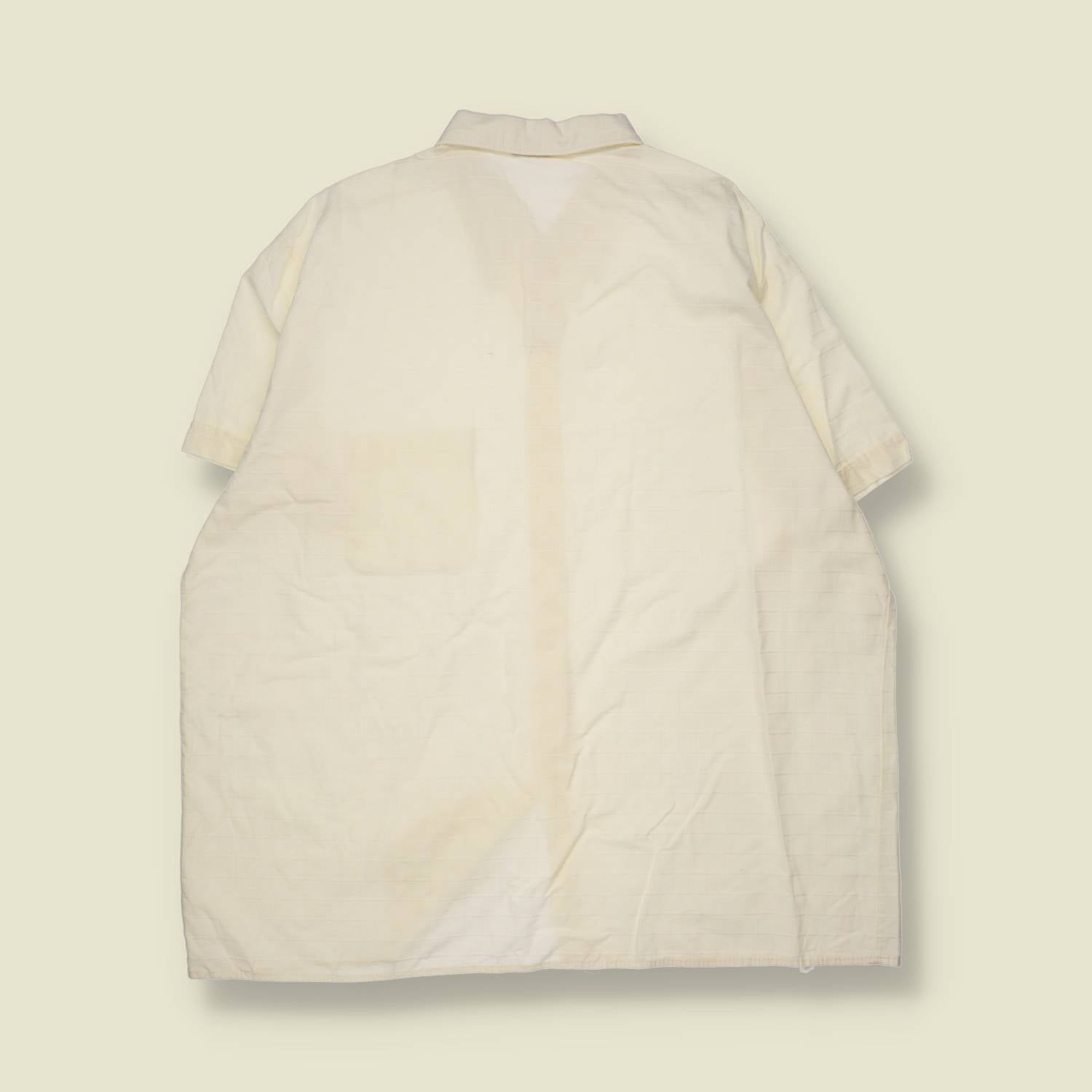 1970s | Textured Short Sleeve Shirt | Cream - XXXXL