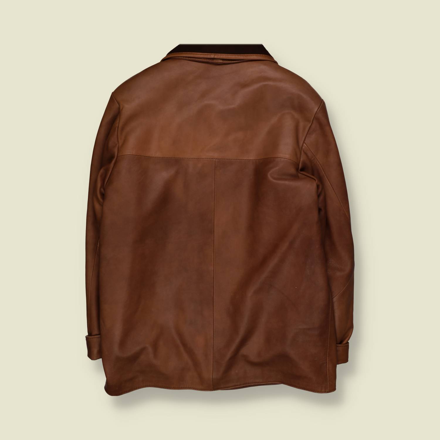 1980s | WCSIO | Leather Car Coat | Brown - L