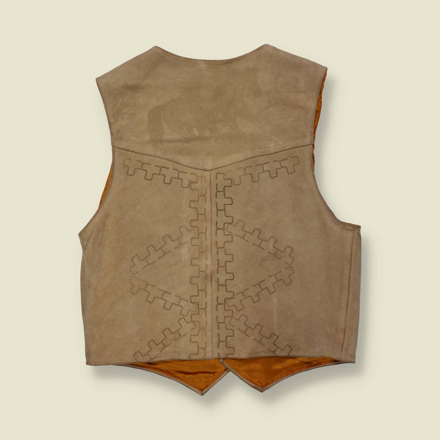 1990s | Compagnie | Western Suede Leather Gilet | Tan | Made In Italy - XS