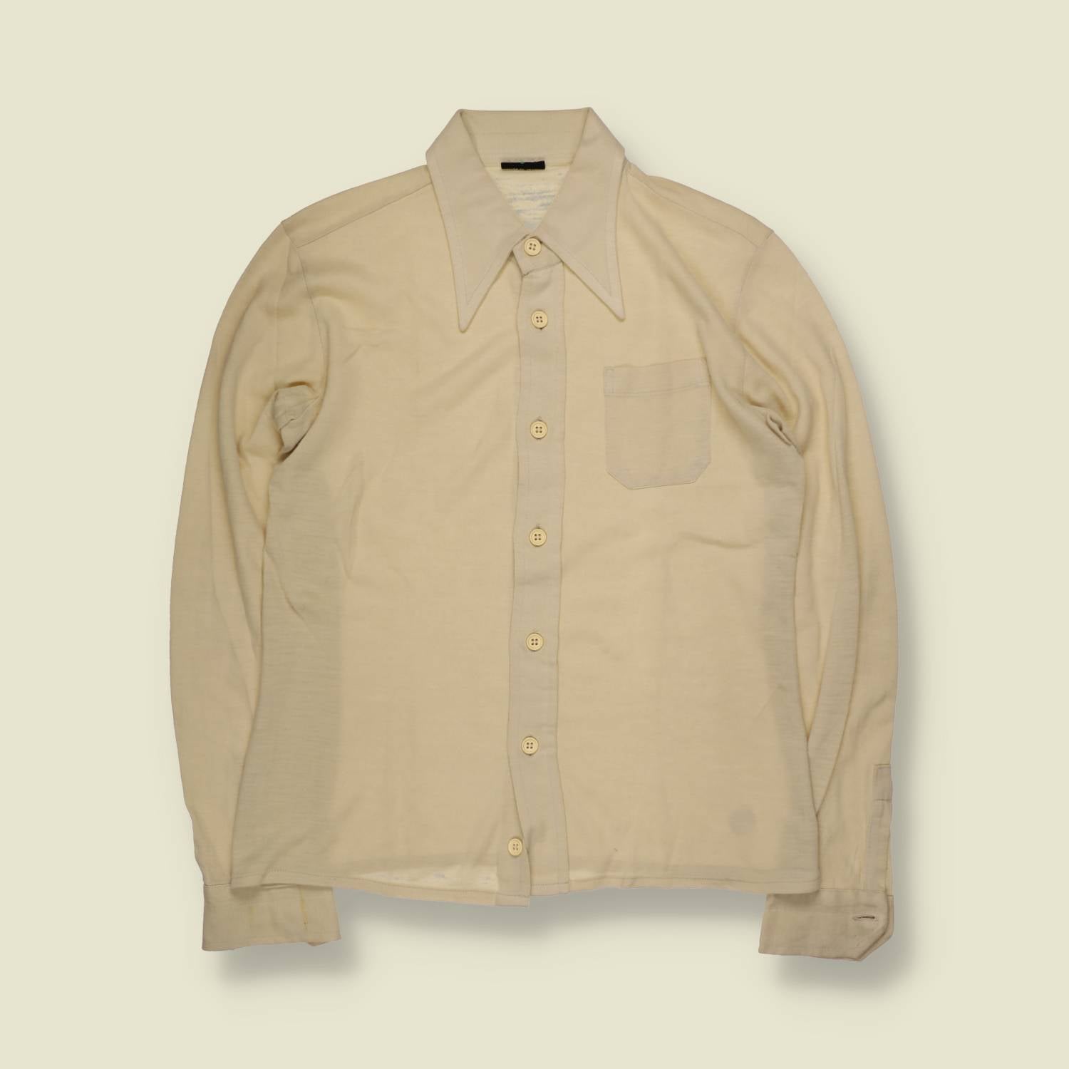 1970s | Made In Italy | Long Sleeve Shirt | Cream - XXS