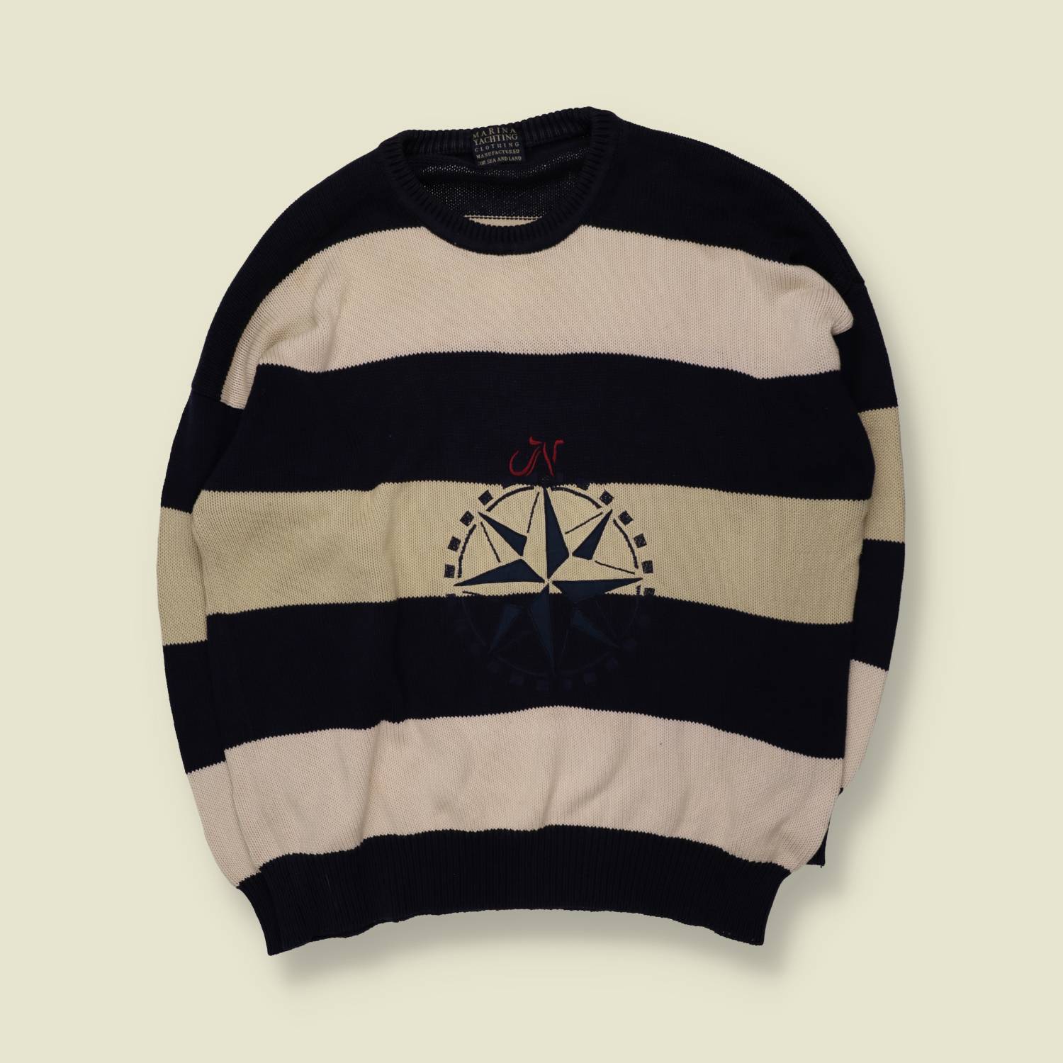 1980s | Marina Yachting | Nautical Stripe Cotton Sweater – XXXXL