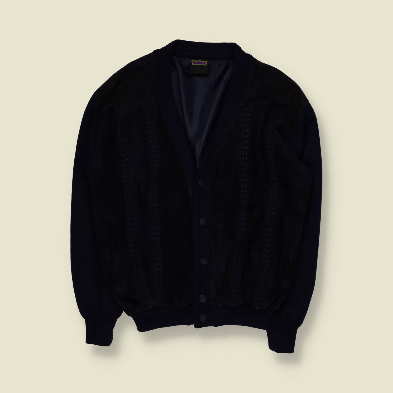 1980s | Westbury | Suede Front Cardigan - L