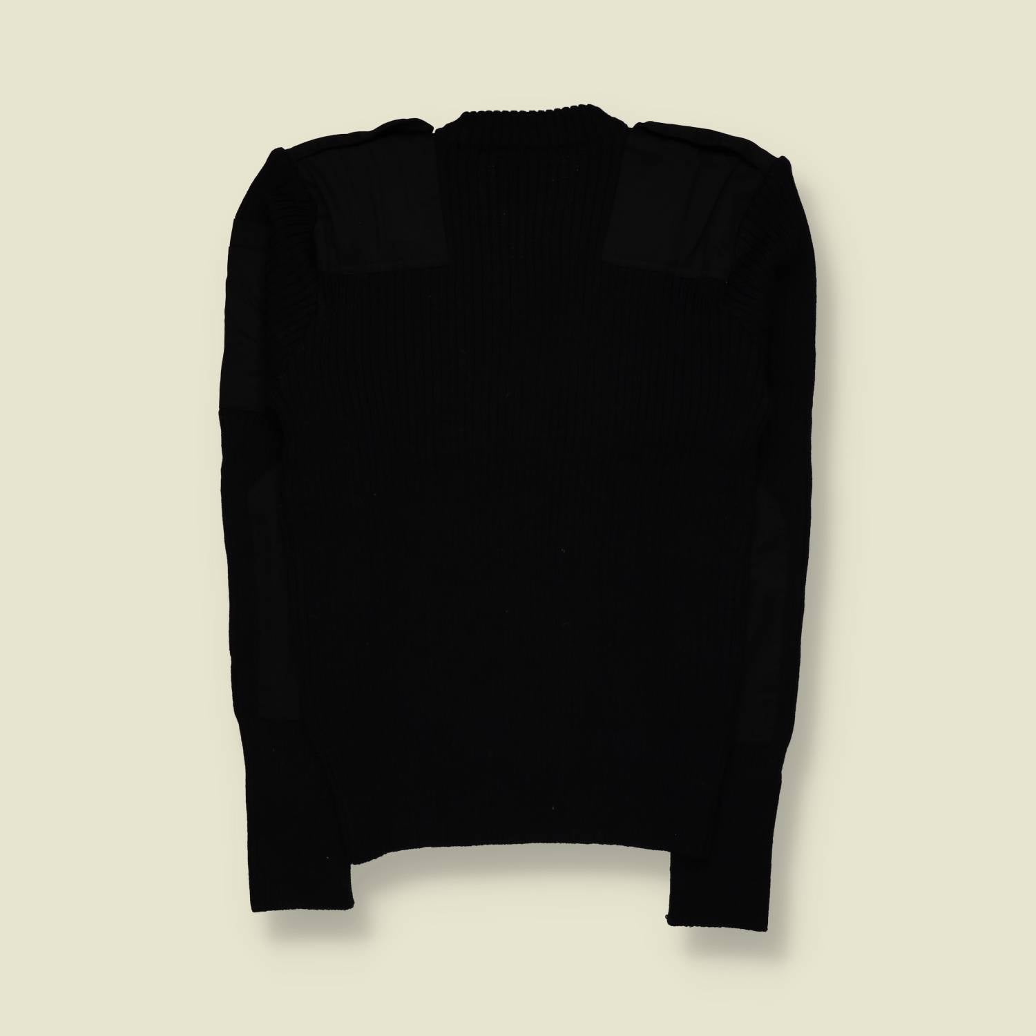 1990s | AK | Military Ribbed Knit Sweater | Black – XS