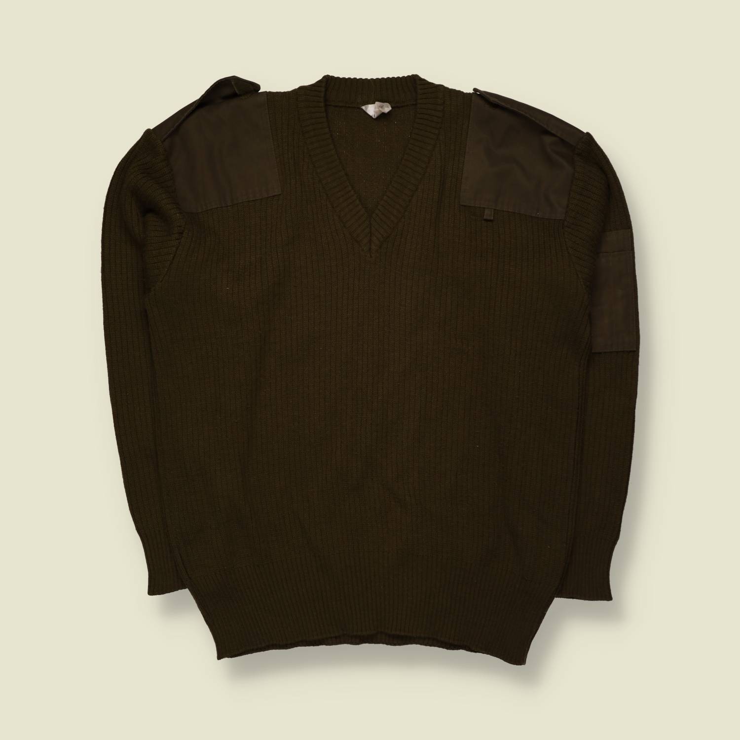 1990s | EI | Military Ribbed Knit Sweater | Olive – XL