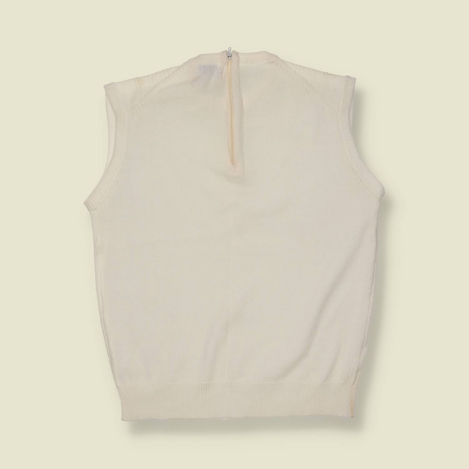 1960s | Hand Loomed Cable Knit Tank Top | Cream - 8