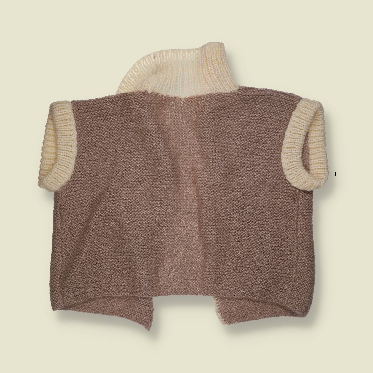 1980s | Handknit Floral Knit Cardigan | Mauve And Cream - One size