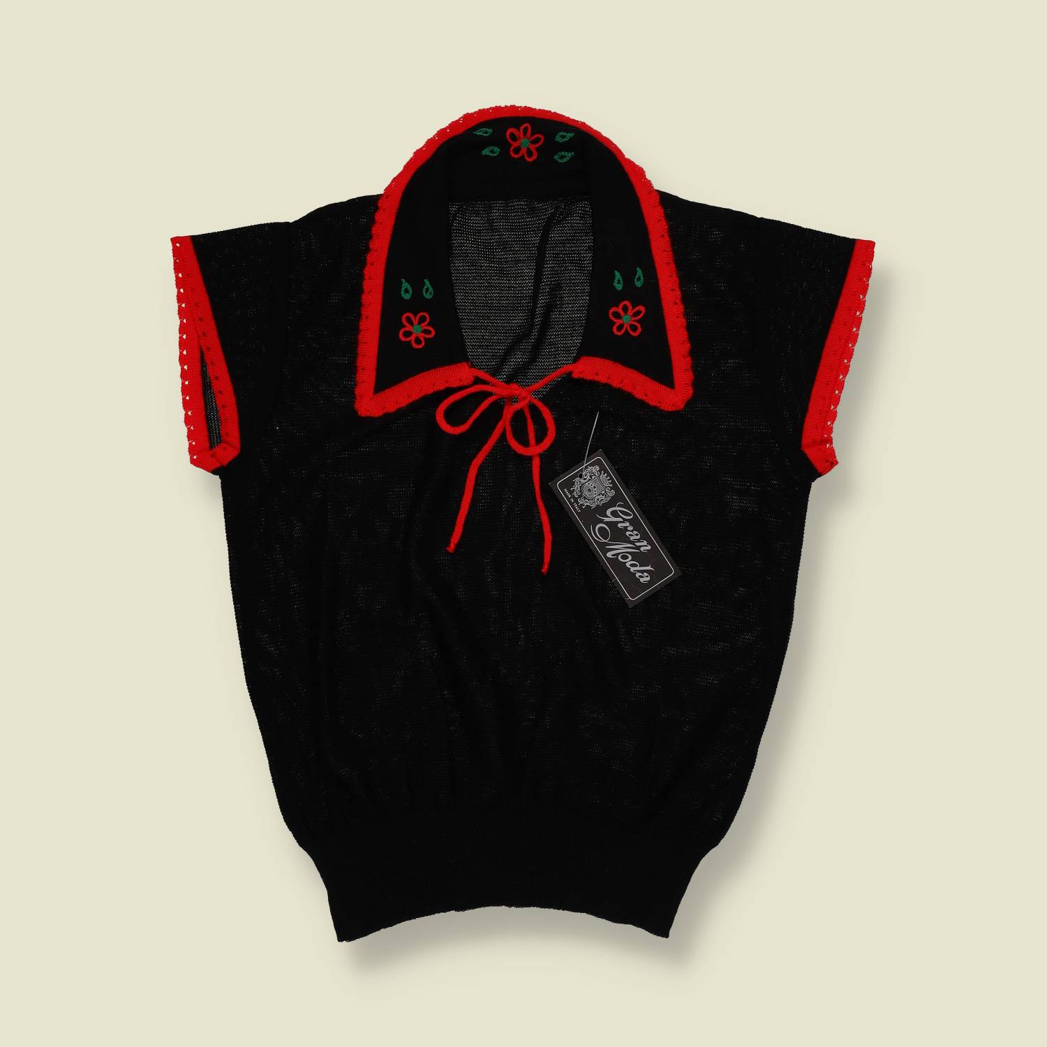 1970s | Made In Italy | Deadstock Knit Top | Black - 8