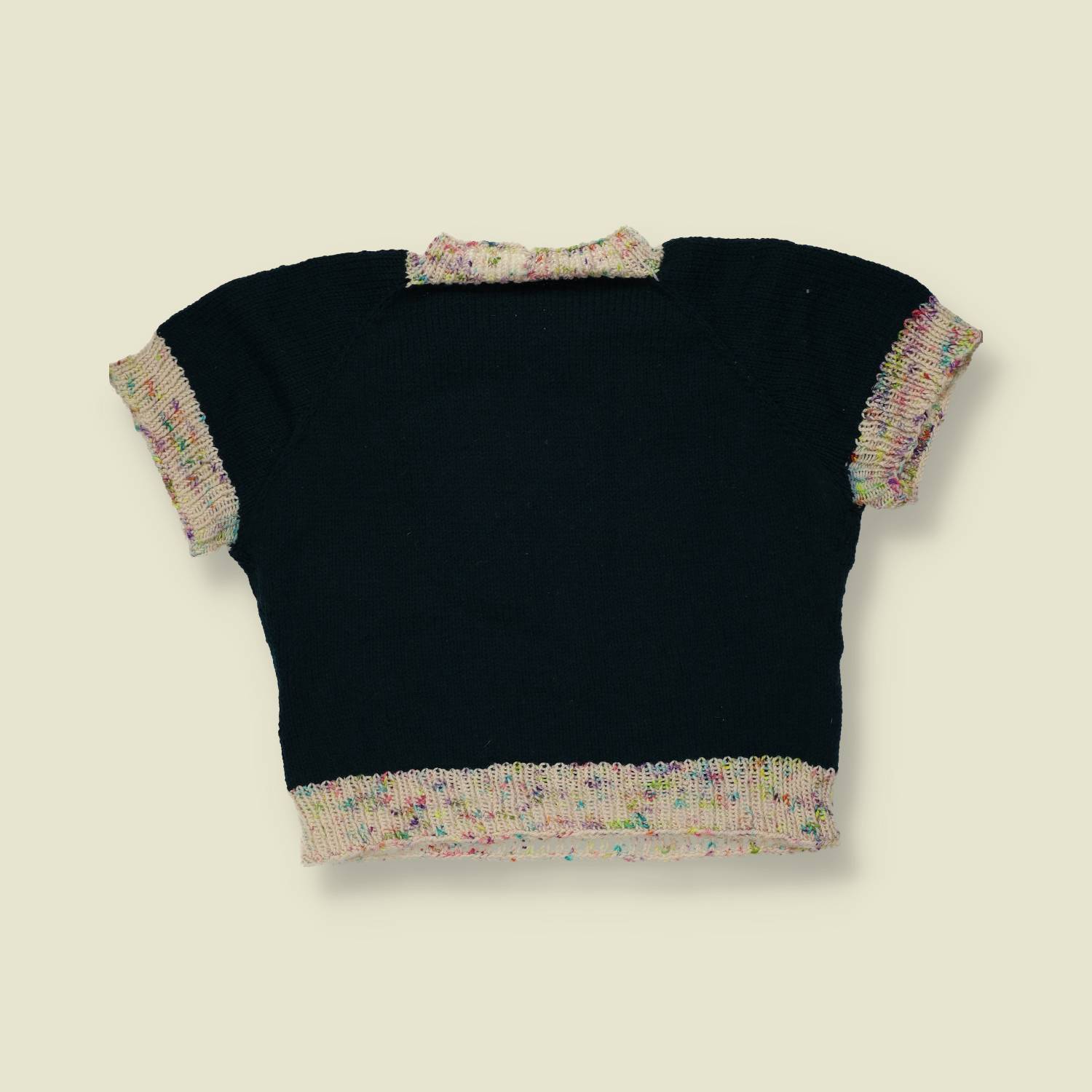 1970s | Handknit Knit Top | Black - 12