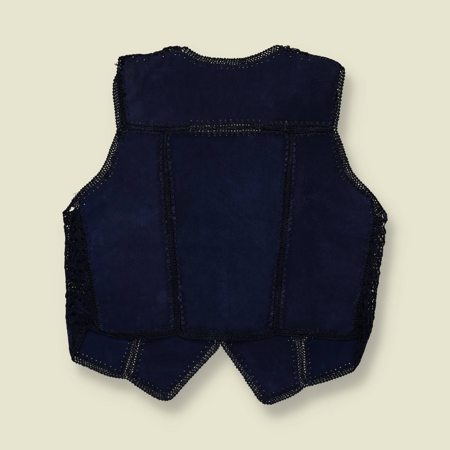 1970s | Lightweight Leather Waistcoat | Navy - 12