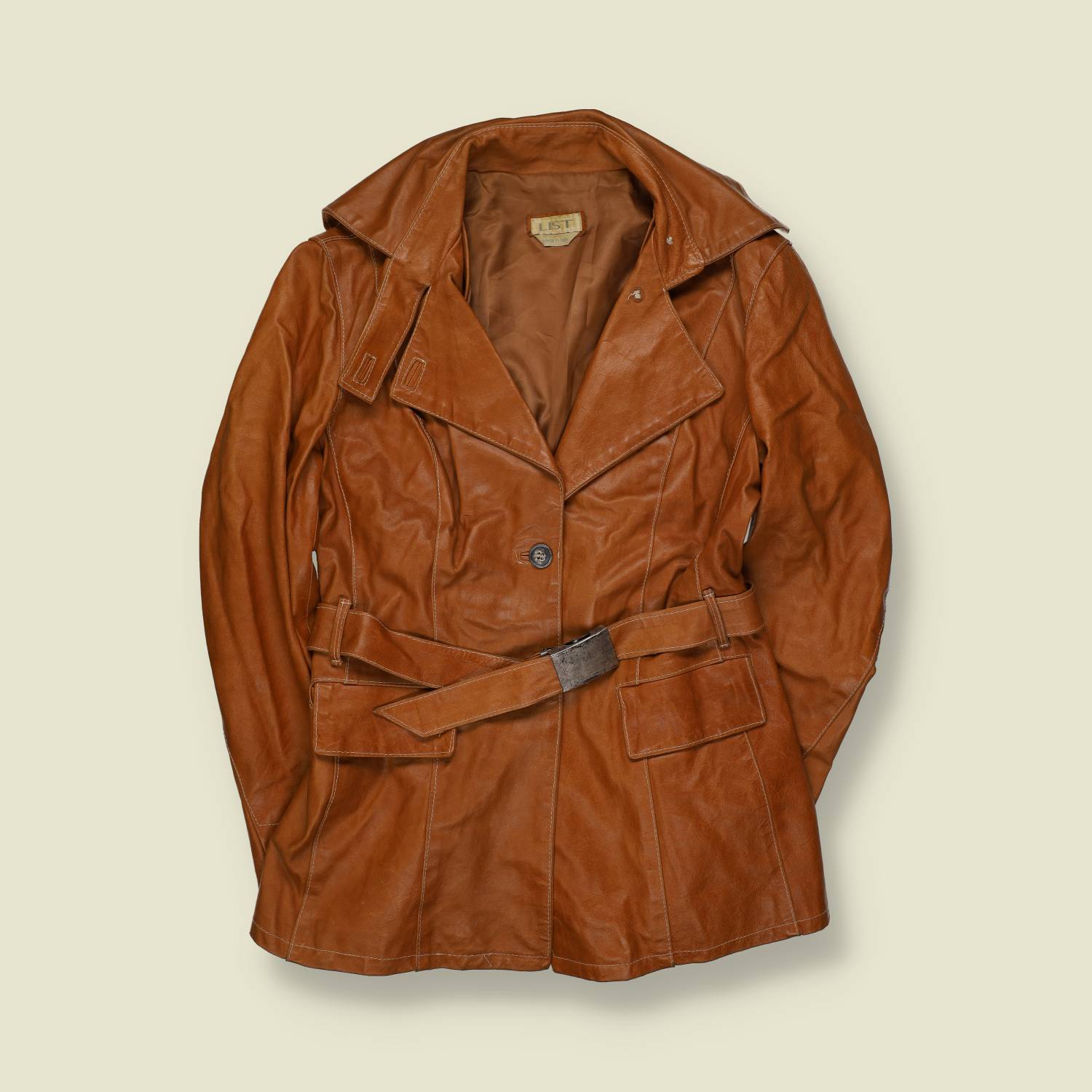 1990s | List | Leather Coat | Tan - 10