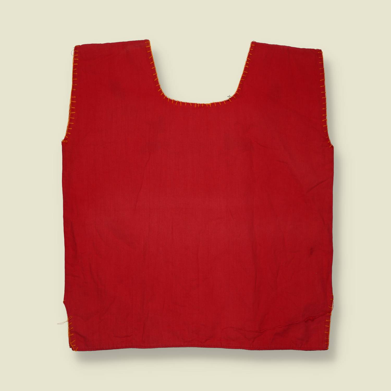 1970s | Hand Made Embroidered Folk Top | Red Multi - One size