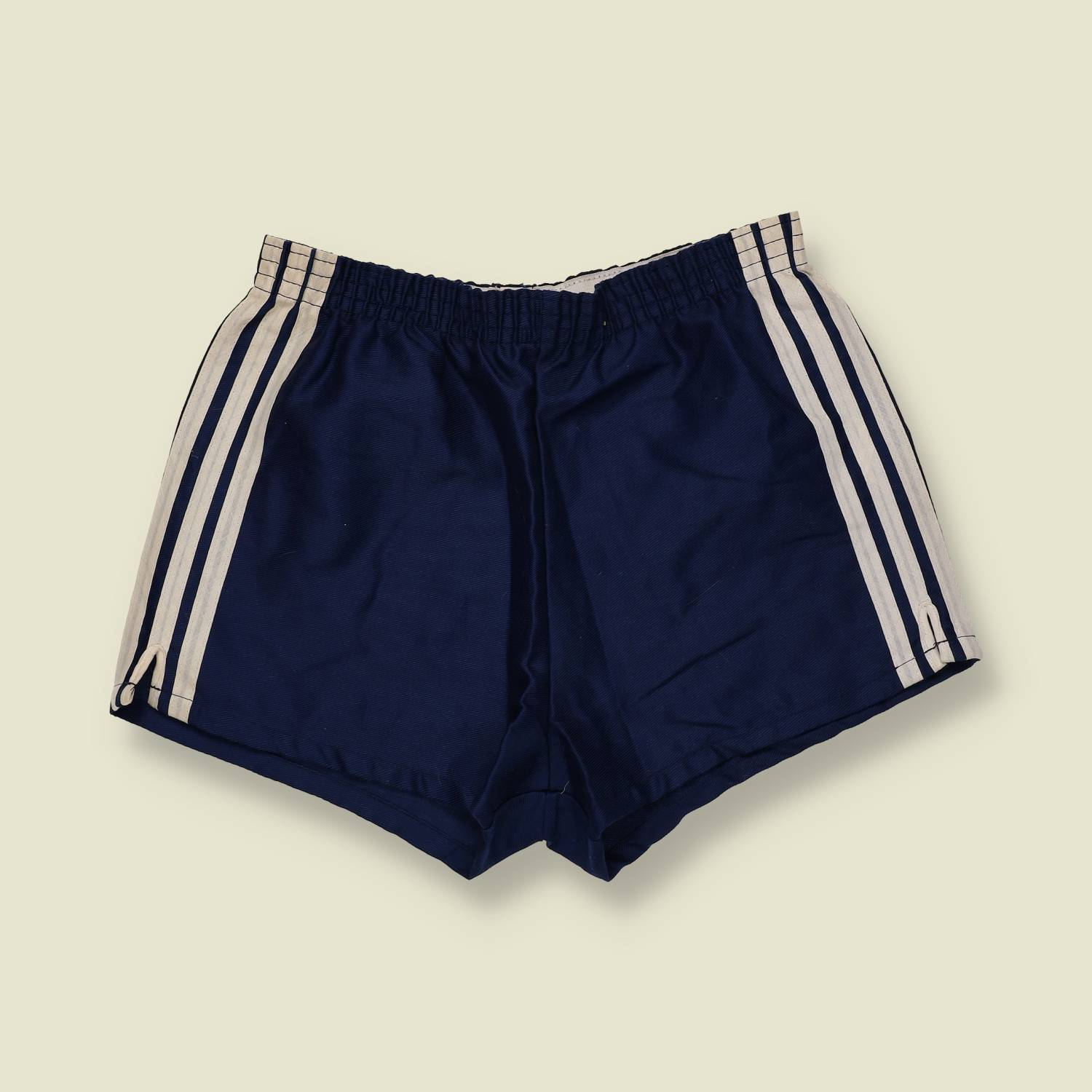 1970s | Polyester Sports Shorts | Navy - w28