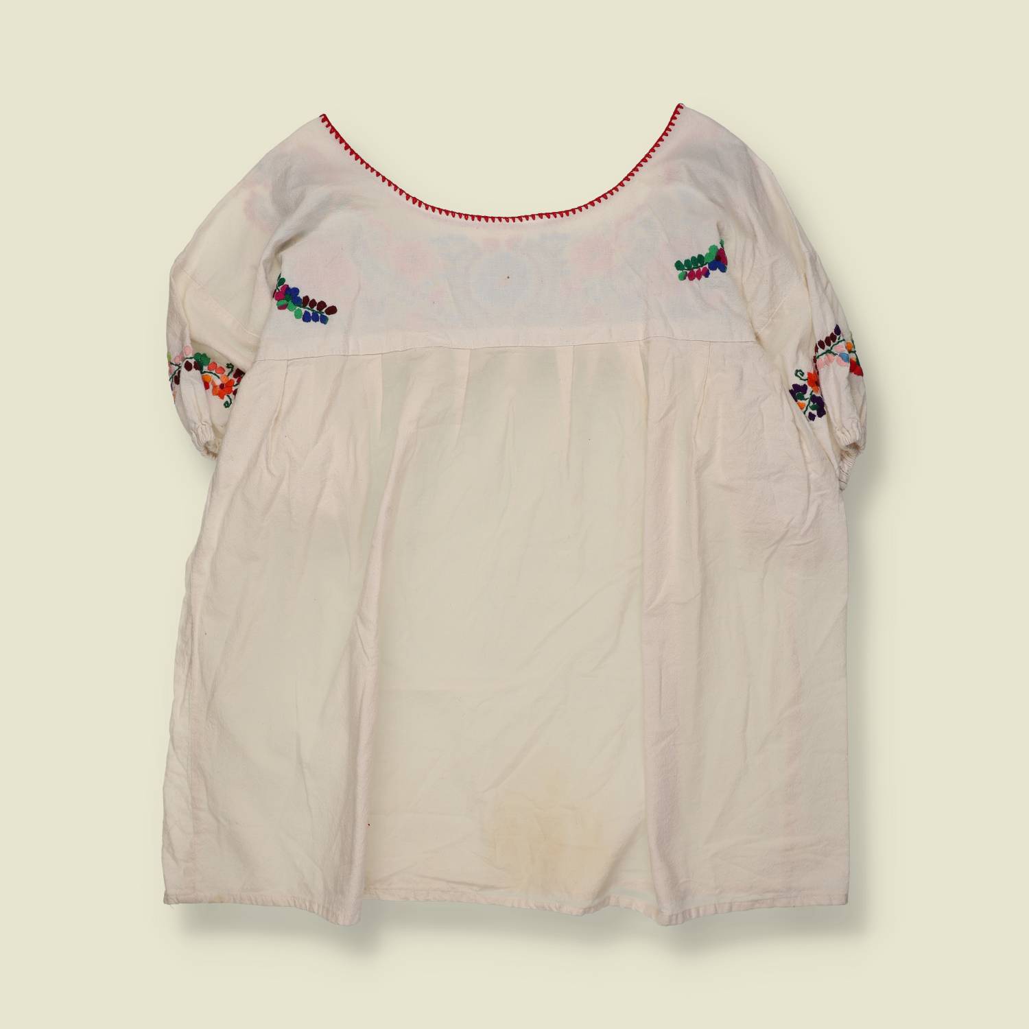 1970s | Hand Made Embroidered Folk Blouse | White Multi - One size