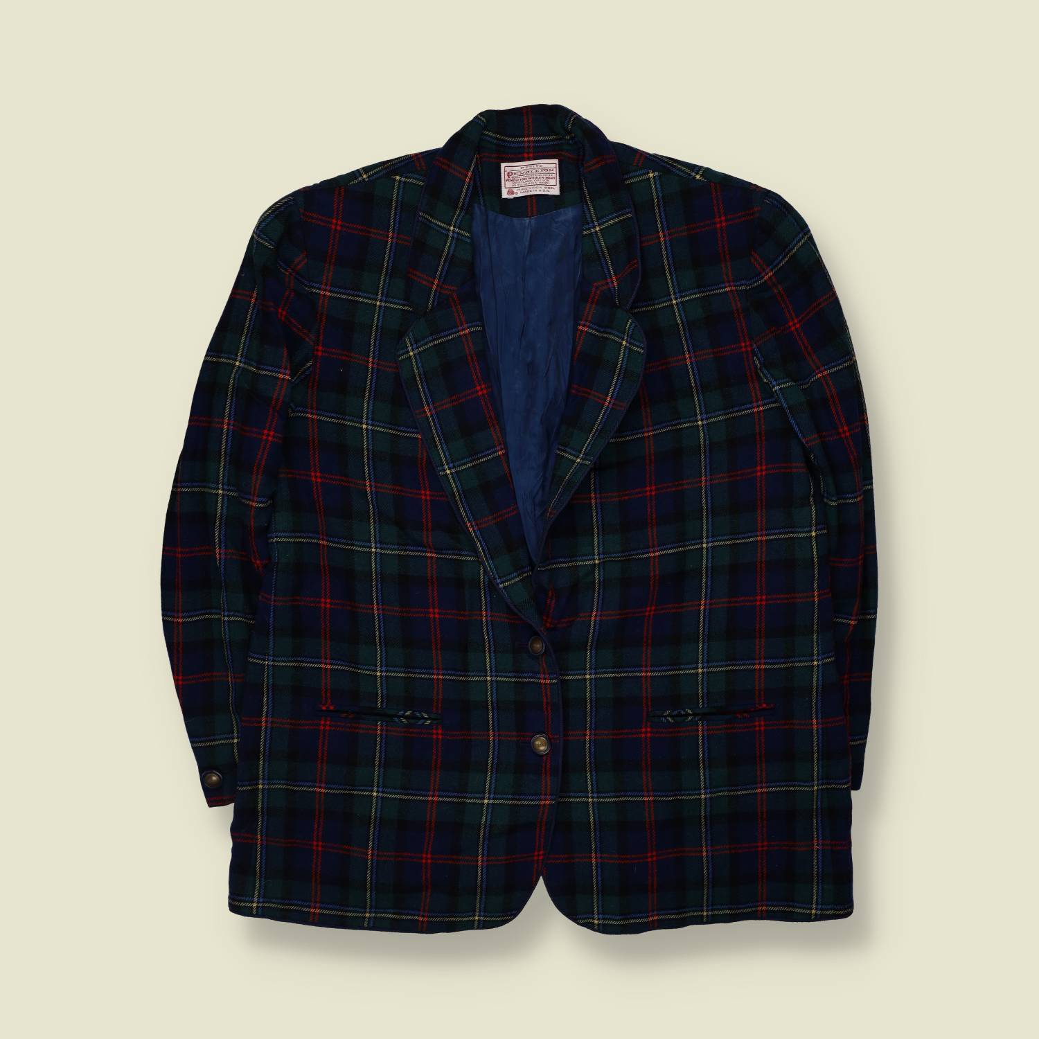 1980s | Pendleton Scottish Tartan Blazer | Blue Green Plaid - 14