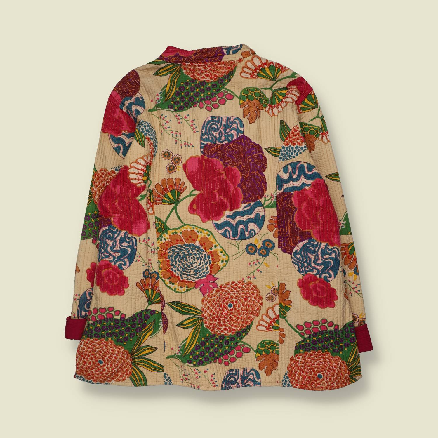 1980s | Quilted Jacket | Floral Print - 18