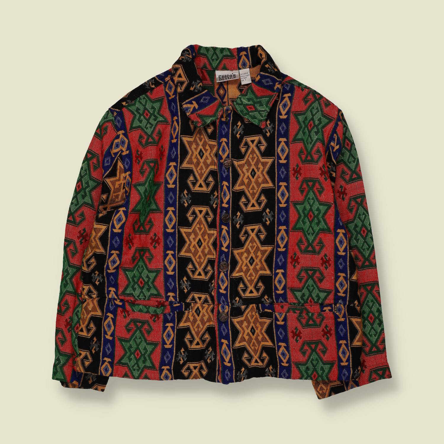 1980s | Chico's Tapestry Jacket | Geometric Print - 16