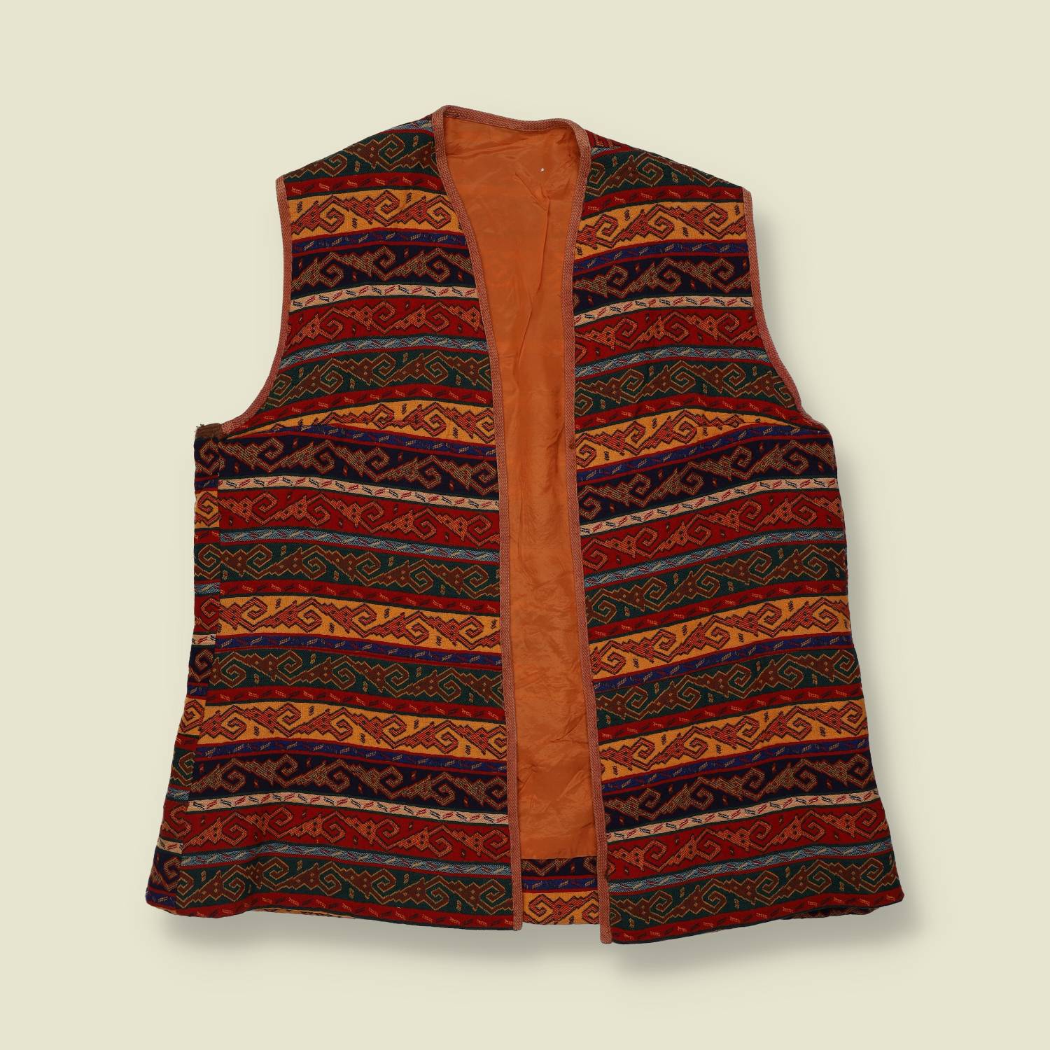 1980s | Tapestry Waistcoat | Geometric Stripe - 14