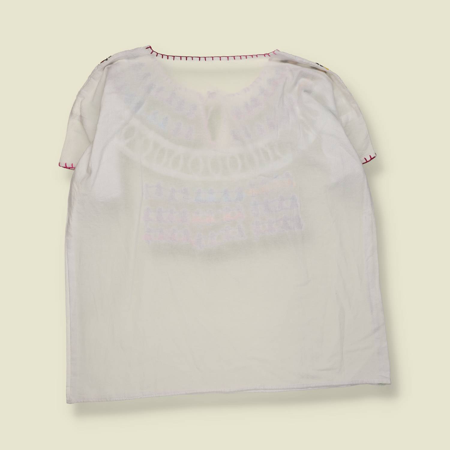 1970s | Hand Made Embroidered Folk Blouse | White Multi - One size