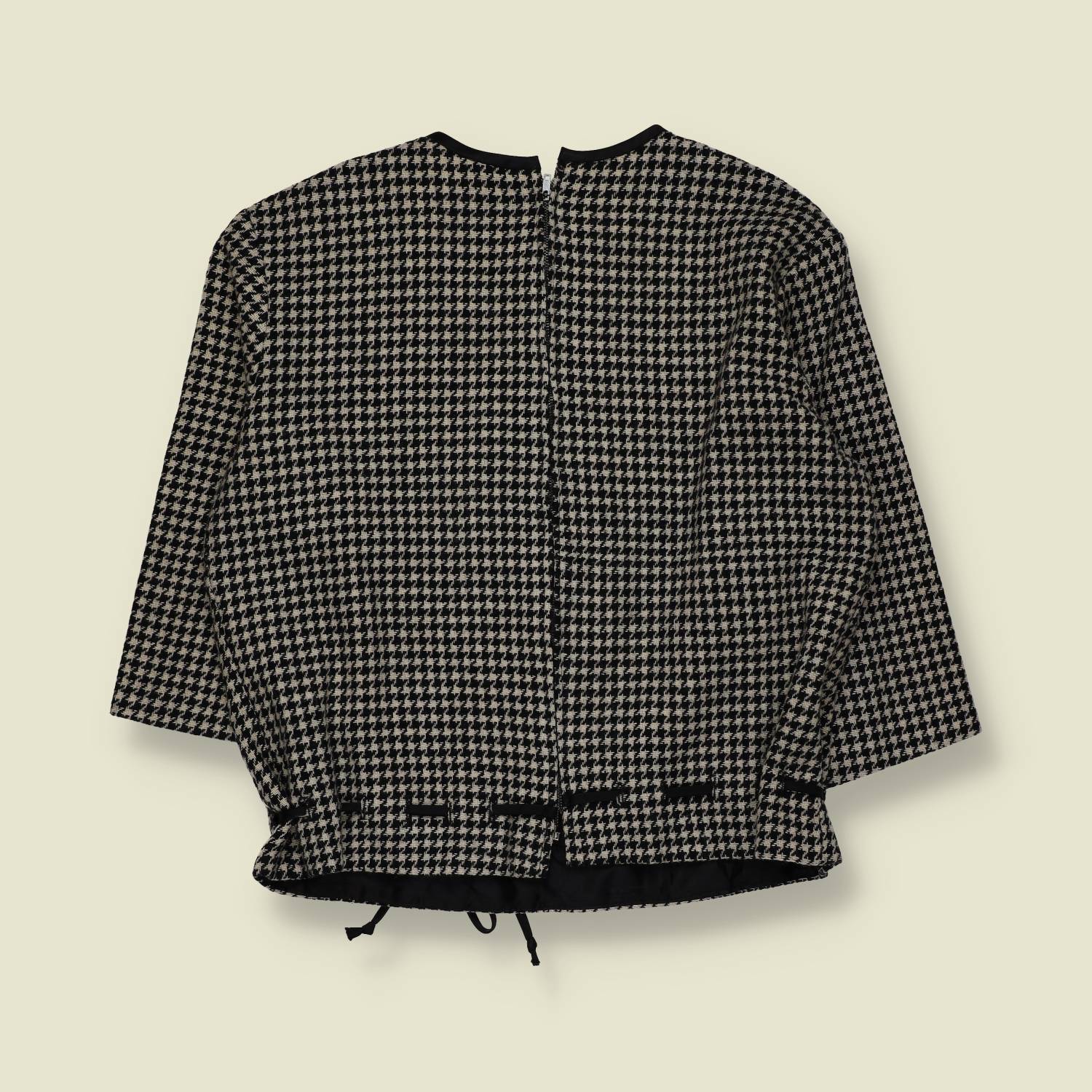 1960s | Houndstooth Wool Blend Top | Black And Cream - 12
