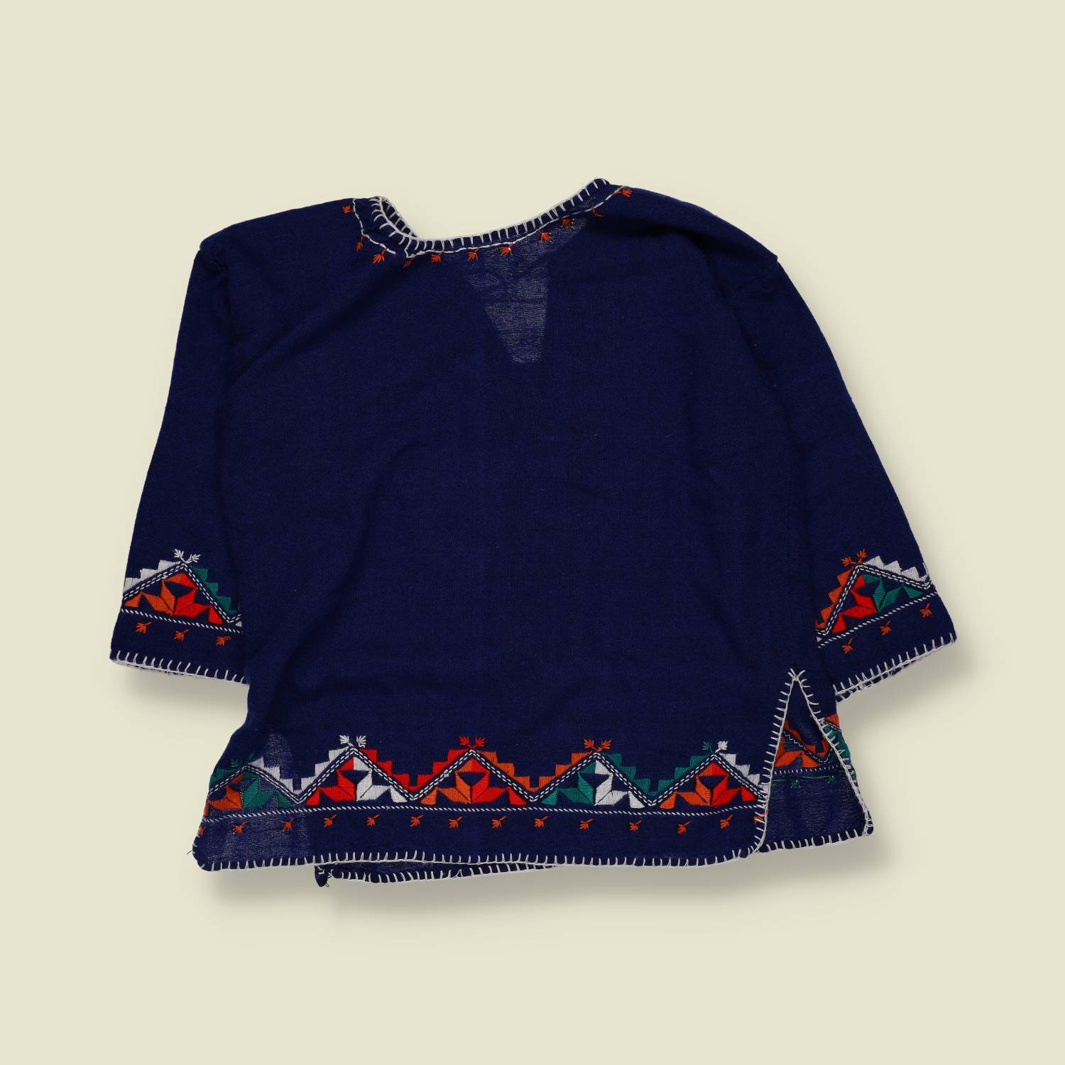 1960s–1970s | Embroidered Folk Top | Deep Blue Multi - 12
