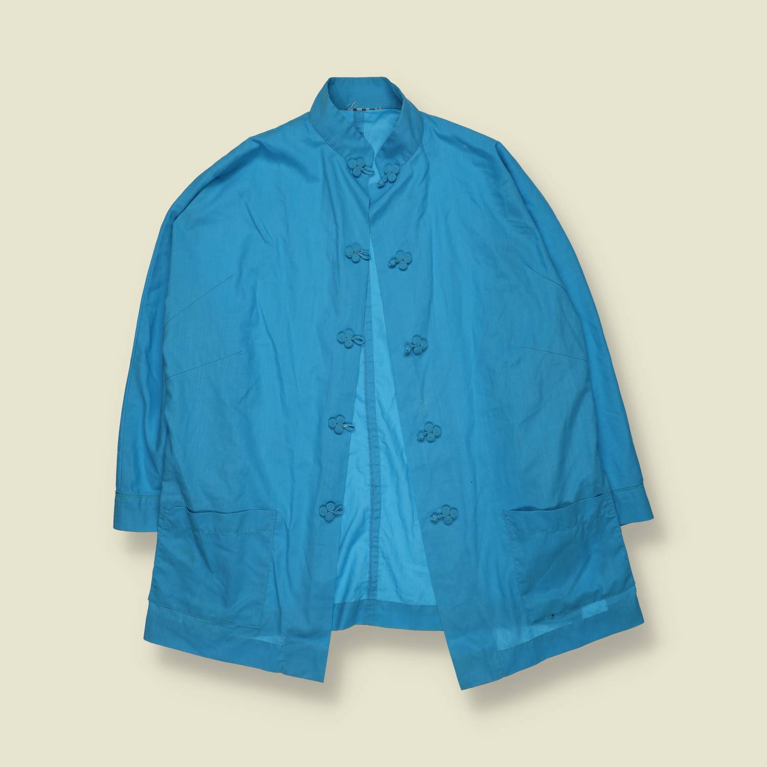 1960s–1970s | Mandarin Collar Blouse Jacket | Bright Blue - 10