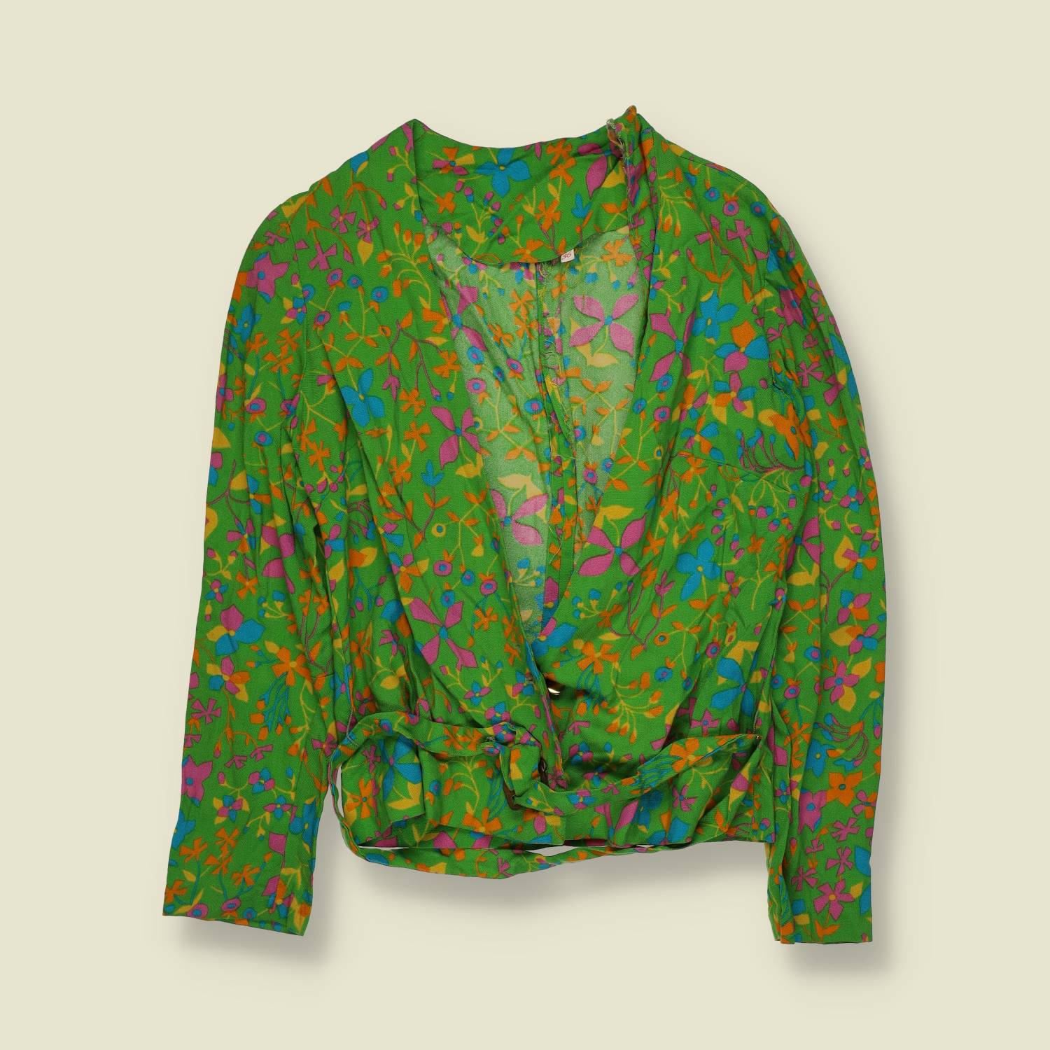 1960s | Floral Print Blouse Jacket | Green Multi - 6