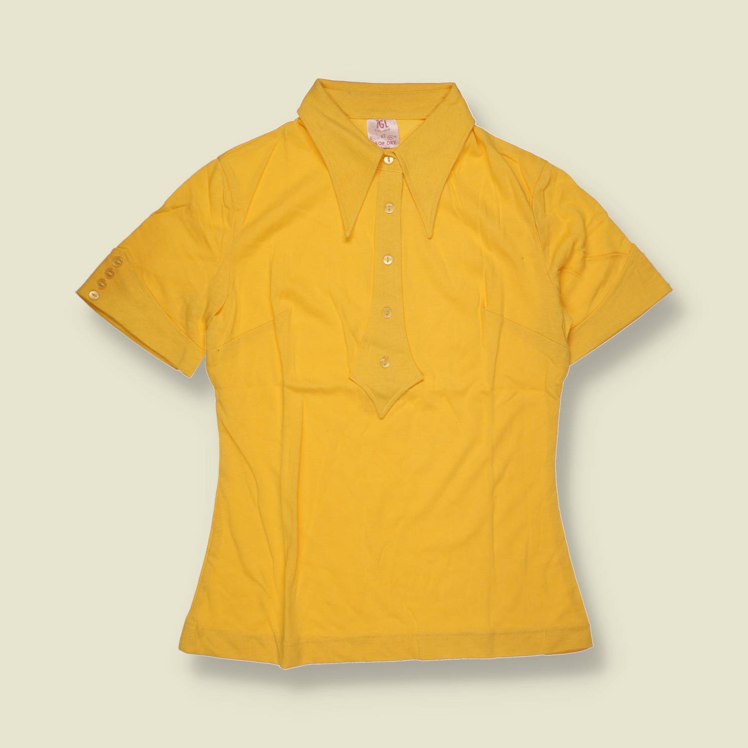 1970s | TGL | Deadstock Cotton Polo Top | Yellow - 10