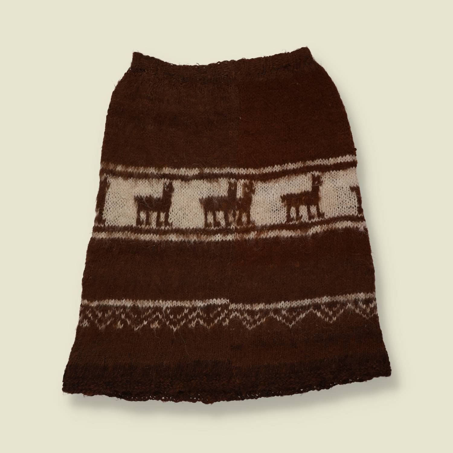 1970s | Alpaca Wool Skirt - Brown - Made in Peru - w28