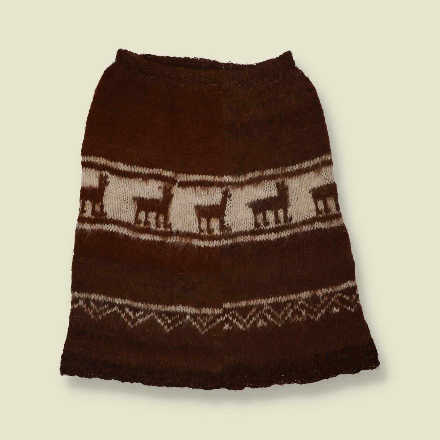 1970s | Alpaca Wool Skirt - Brown - Made in Peru - w28