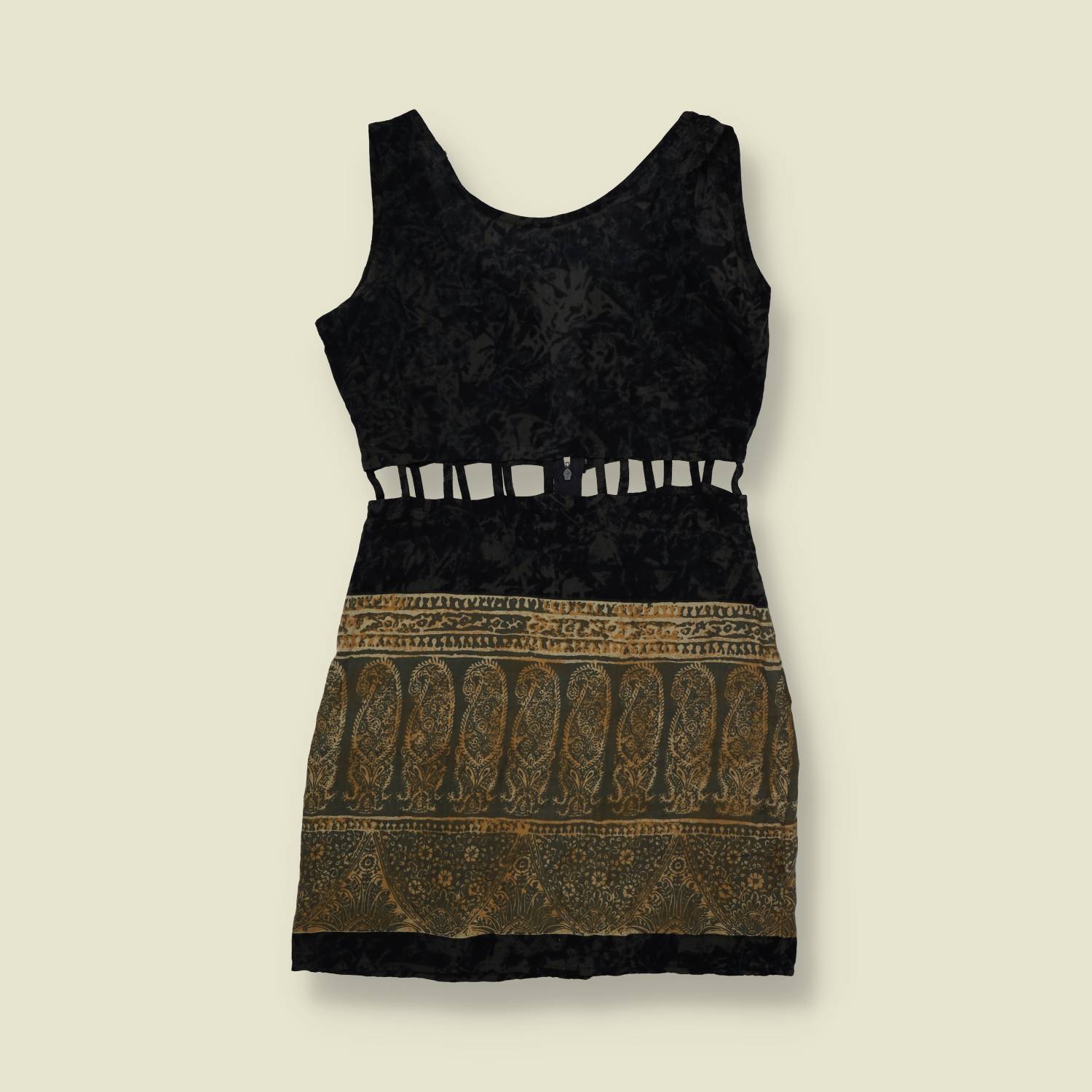 1990s | Cotto | Cut-Out Waist Mini Dress - Black - 6