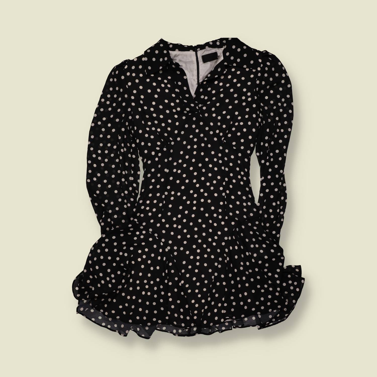 1990s | Polka Dot Mini Dress - Black - 4