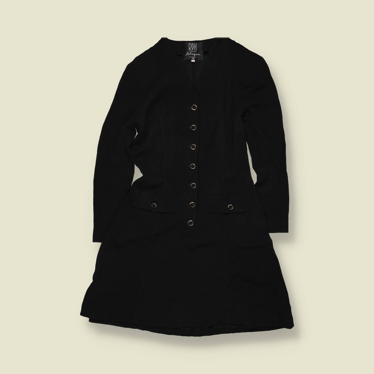 1990s | RPH Bologna | Drop-Waist Mini Dress - Black - 10