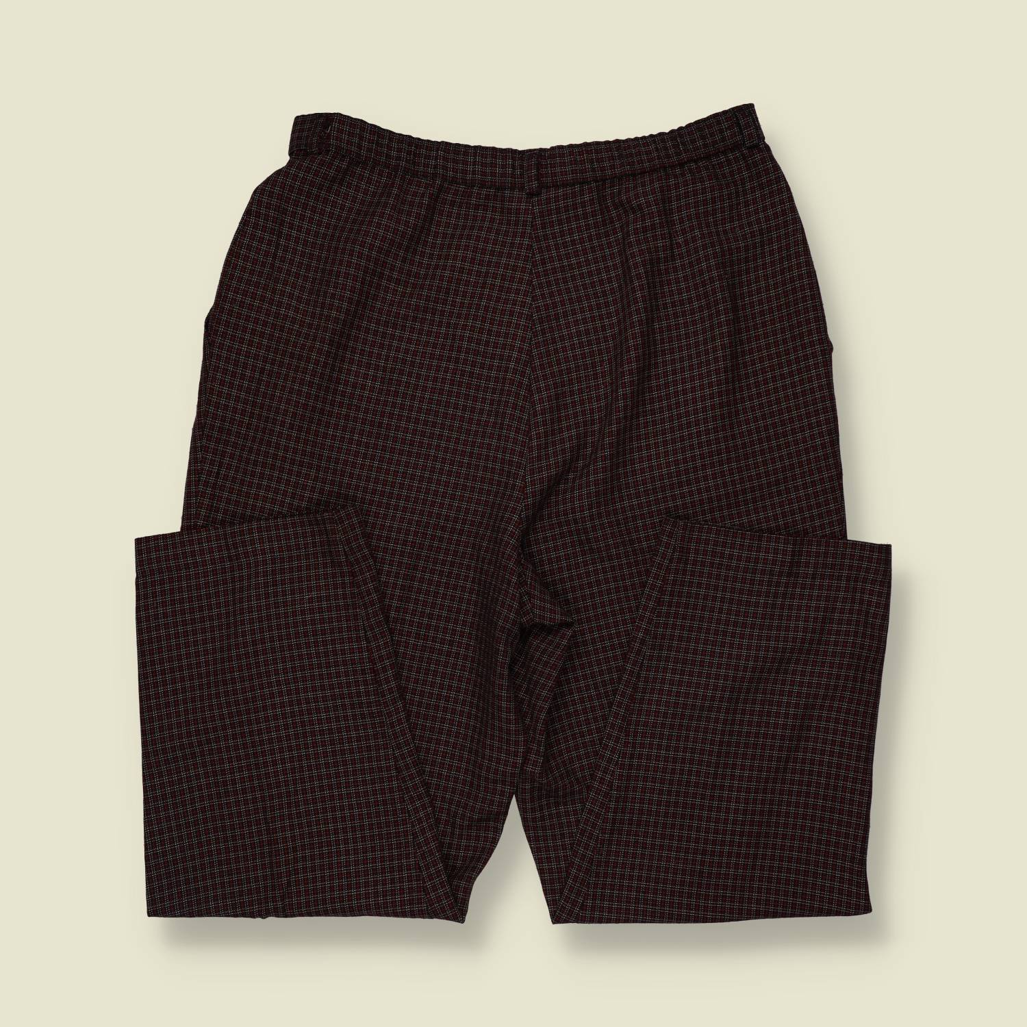 1990s | Check Tapered Trousers - Burgundy - w30