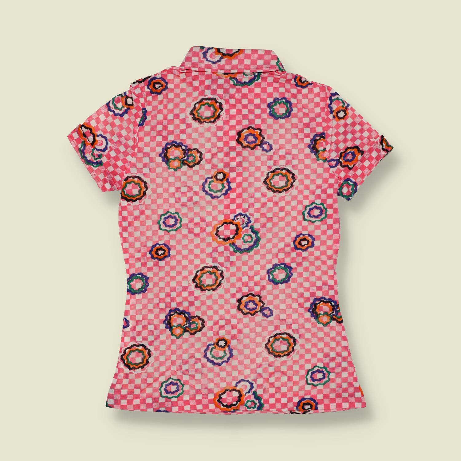 1970s | TGL | Floral Check Blouse - Pink - Deadstock - 6