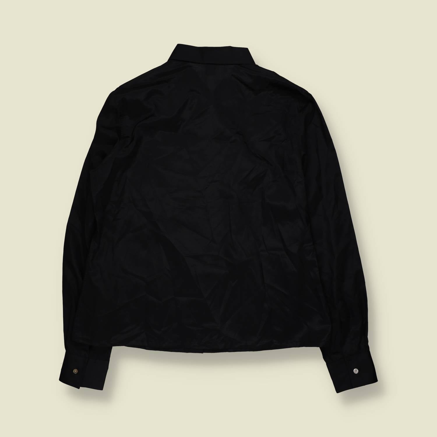 1970s | Tru | Black Polyester Blouse - 14