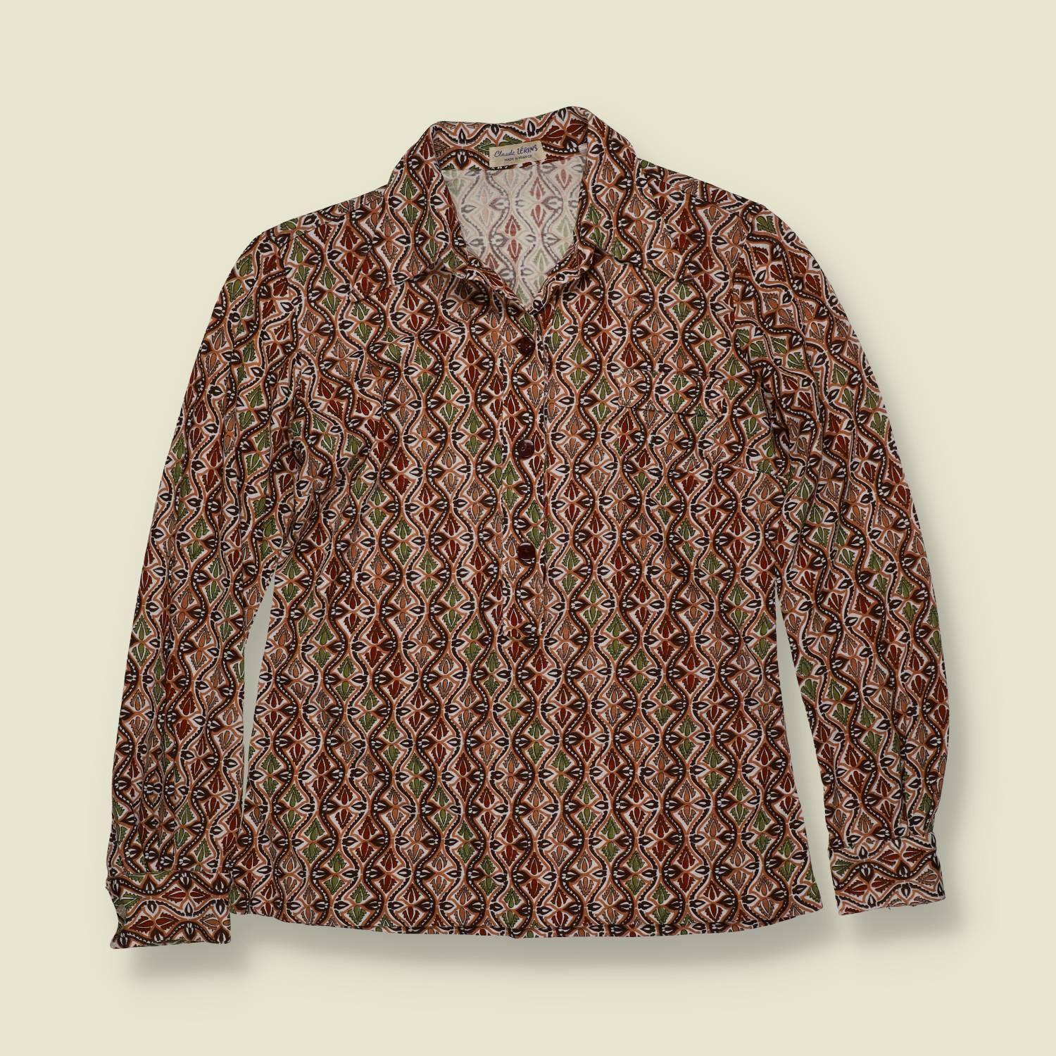 1970s | Claude Levins | Geometric Print Blouse - 8