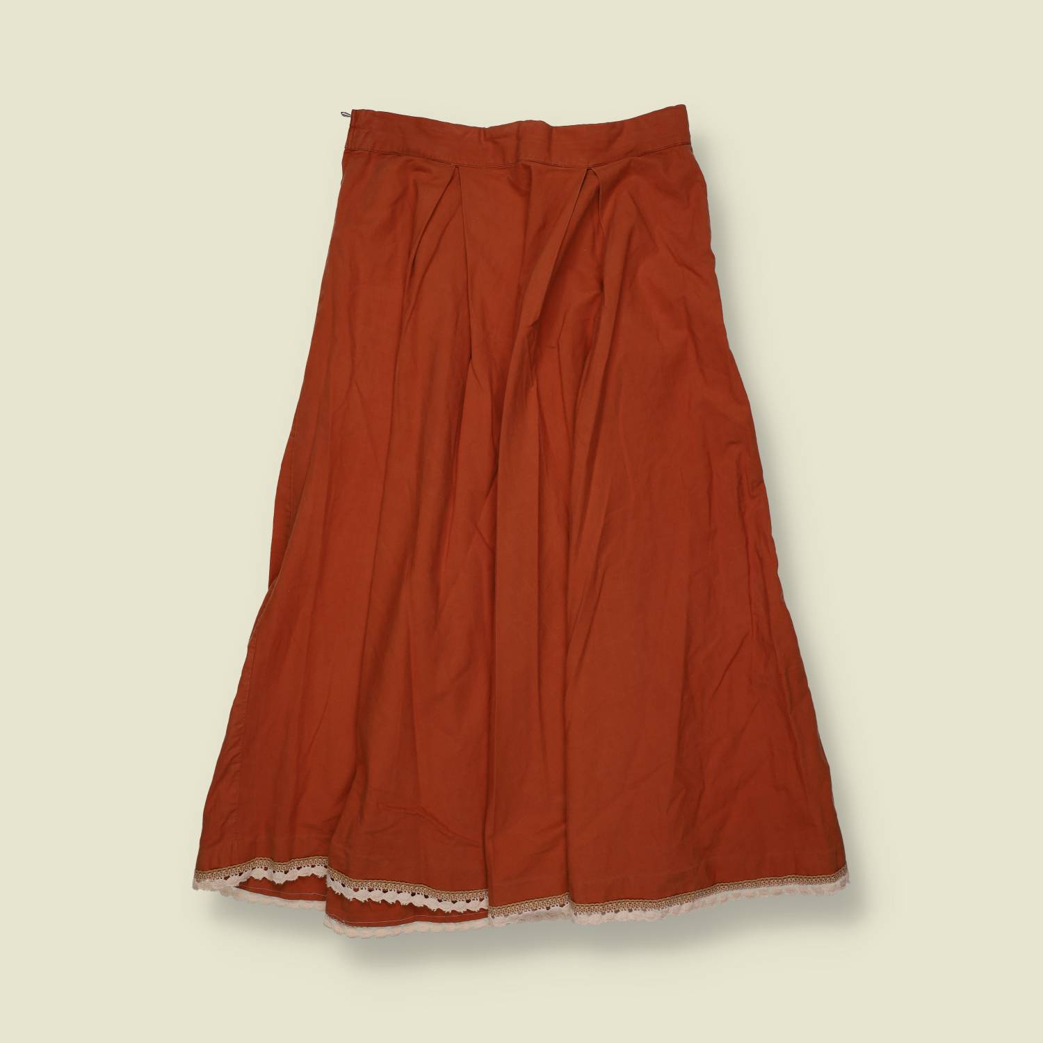 1970s | Rust Folk Skirt - w26
