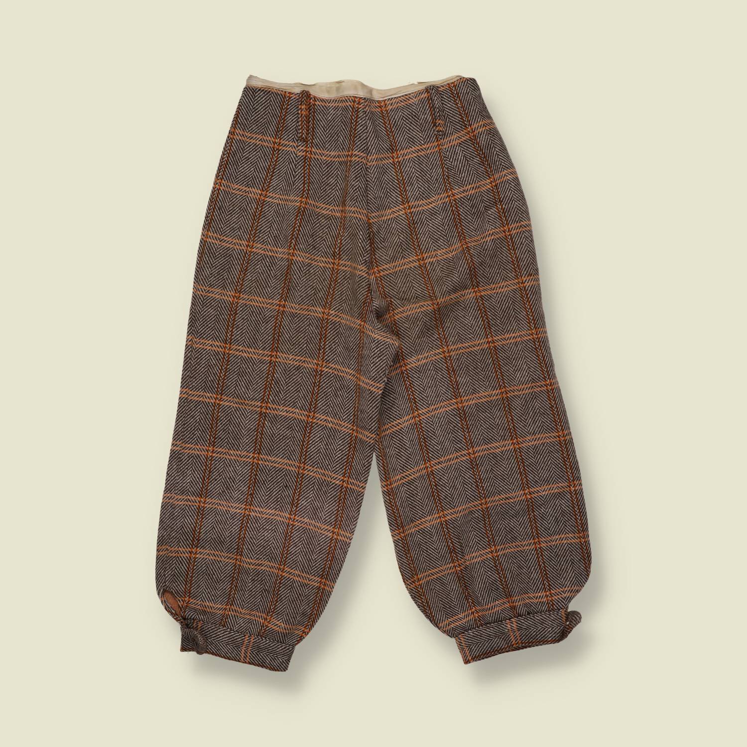 1970s | Wool Cropped Trousers | Brown Check - w27