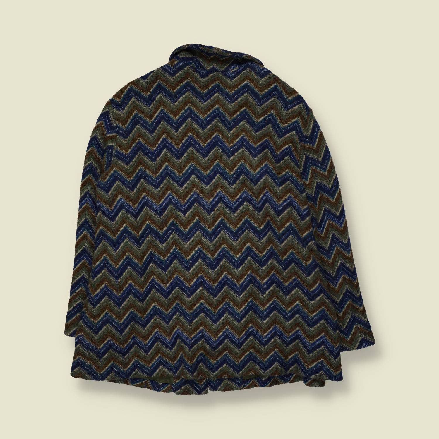 1970s | Santoria | Chevron Coat | Blue And Green - 14