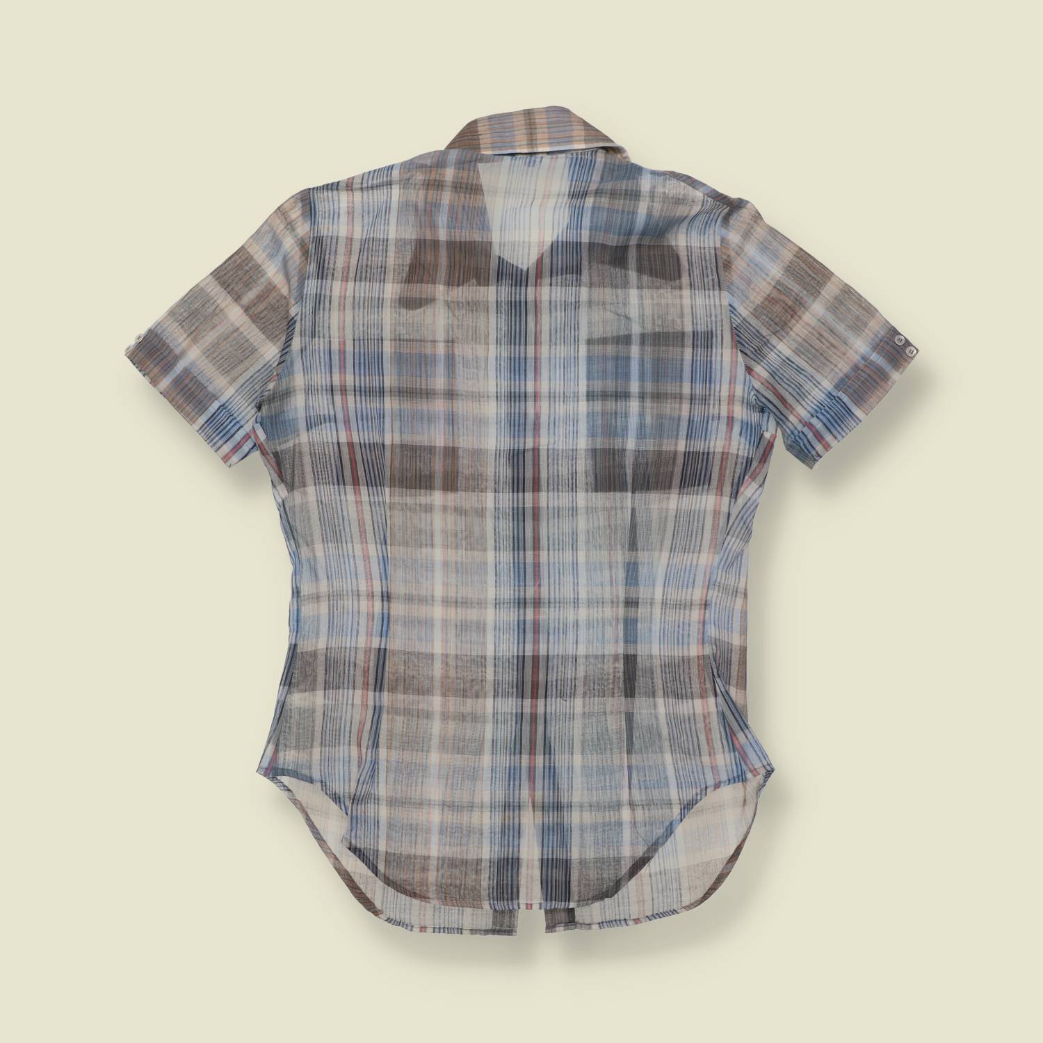 1960s–1970s | Cotton Blend Blouse | Plaid - 10